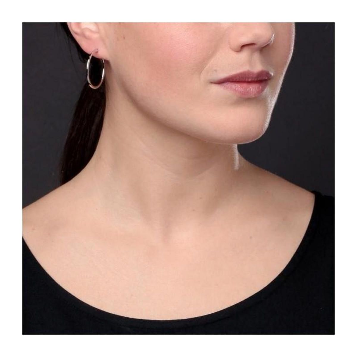 L'ATELIER D'AZUR Boucles d'Oreilles Créoles Or 18 Carats 750/000 Blanc - 2.5cm