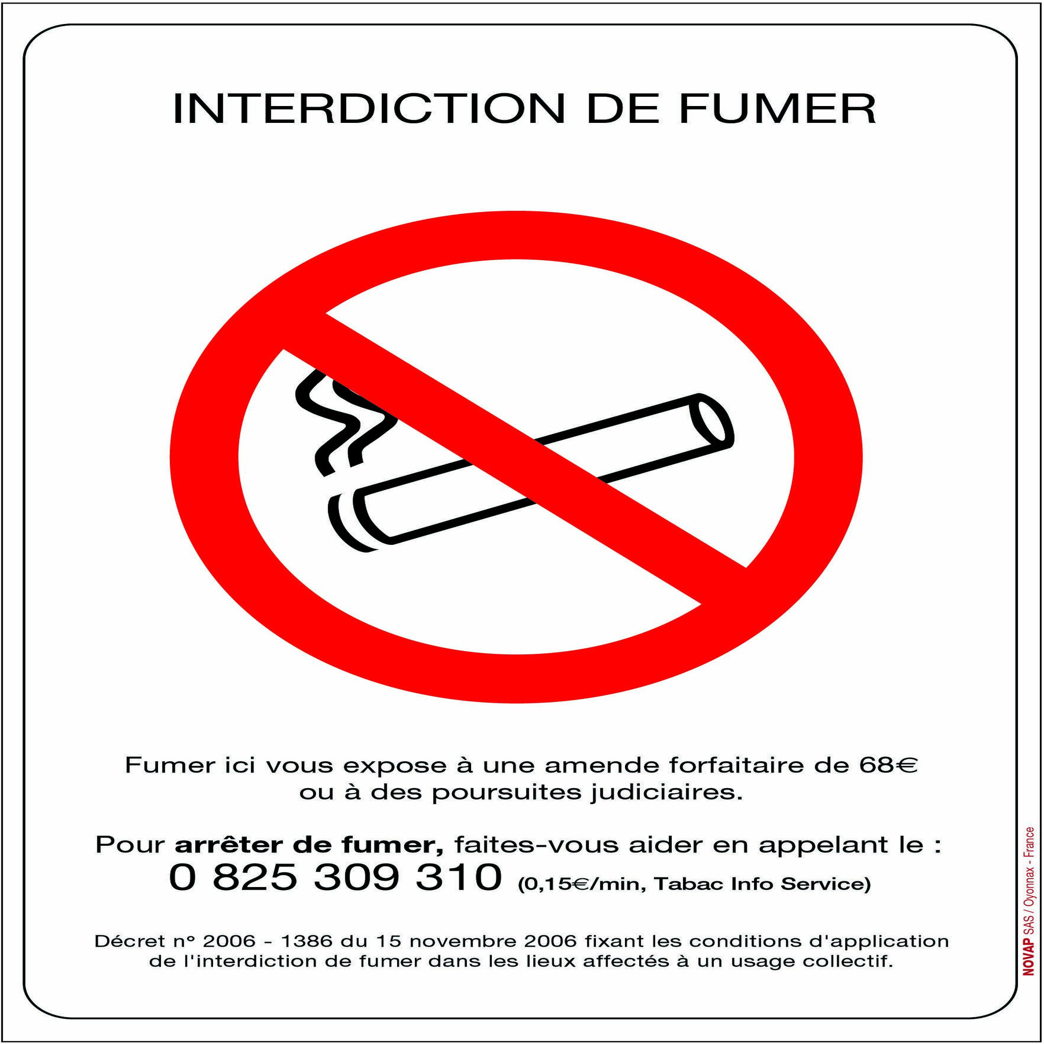 OUTIFRANCE Adhesif  interdiction de fumer