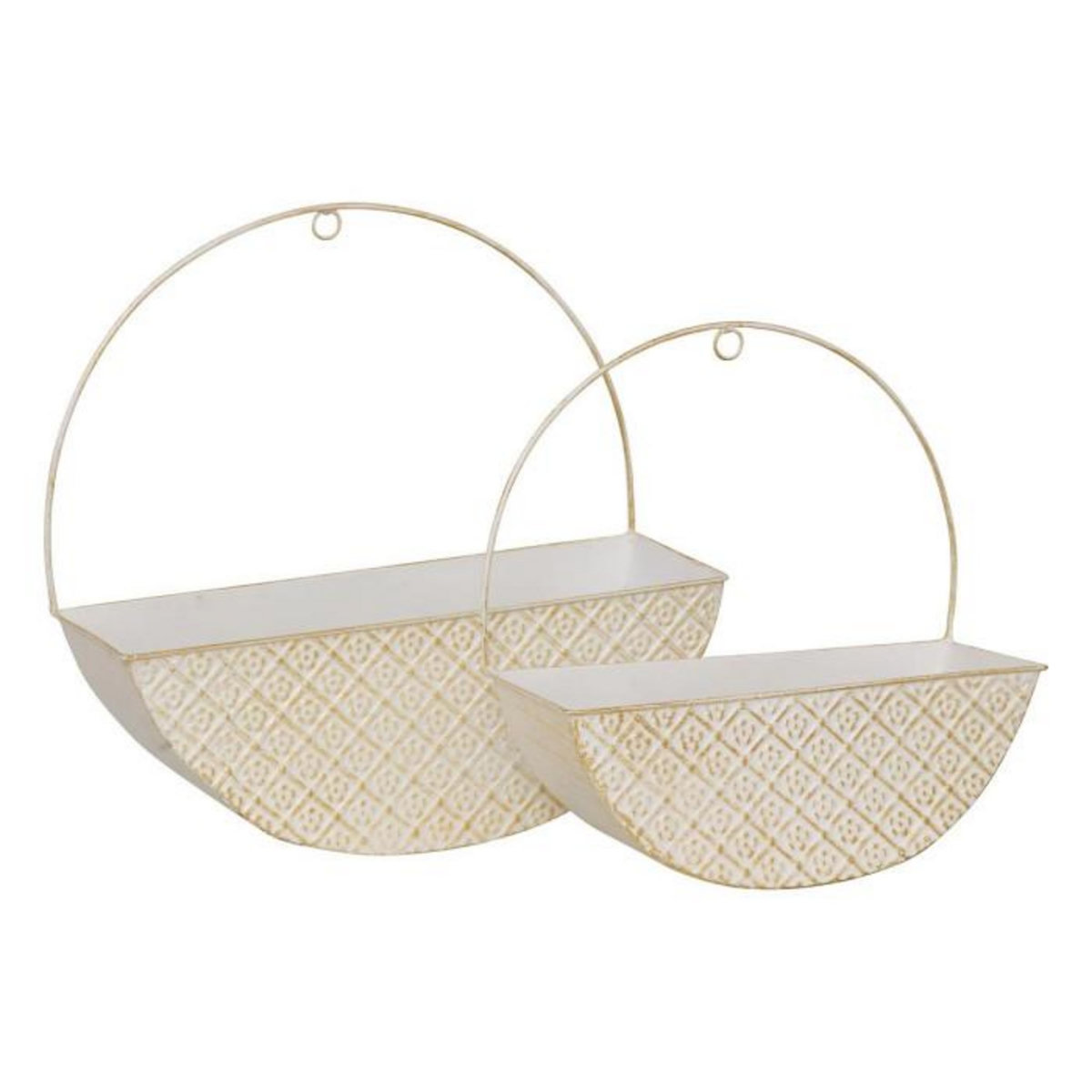 ATMOSPHERA Lot de 2 Jardinières Murales en Métal  Tino  35cm Blanc