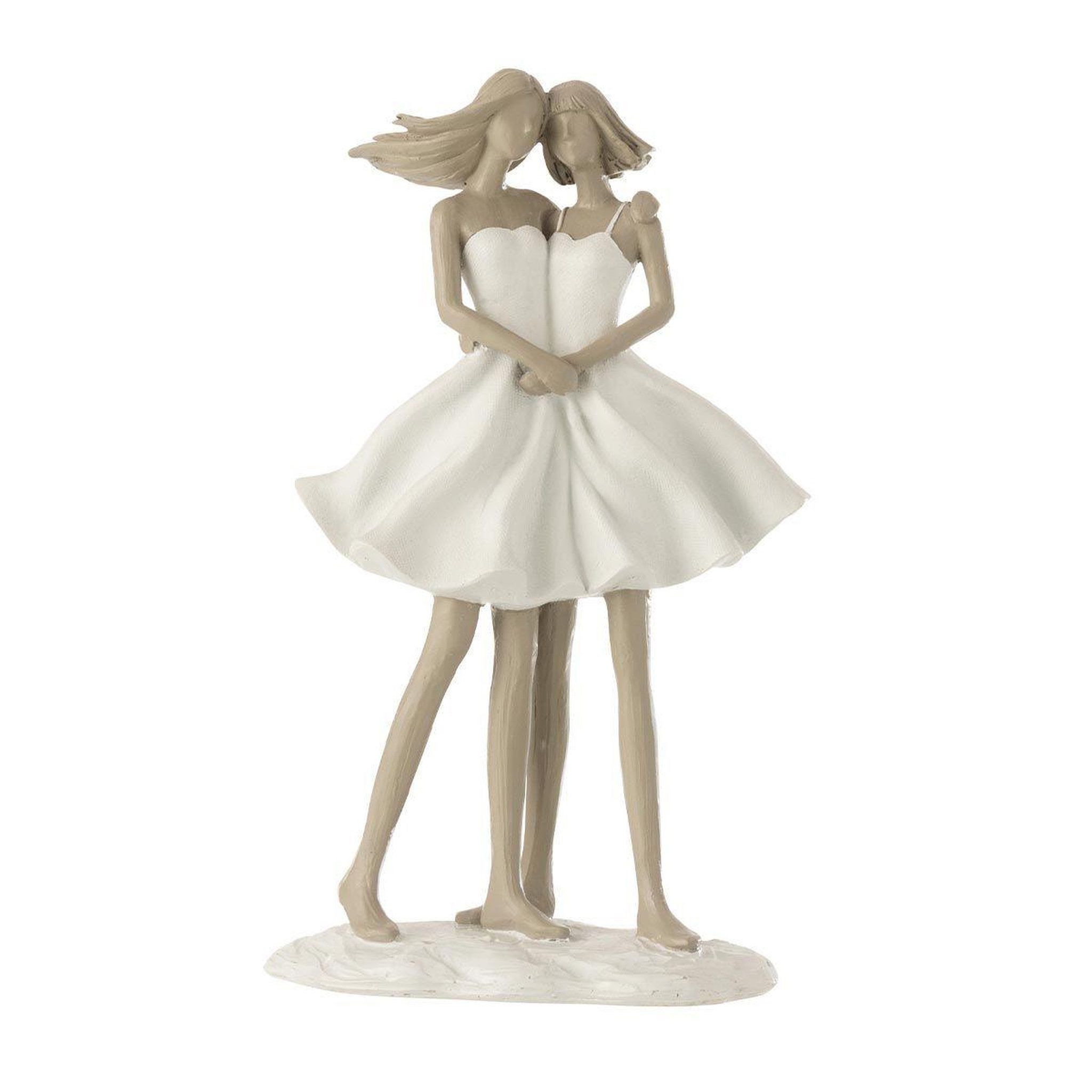 J-LINE Statuette déco  yes i do  24cm blanc & taupe