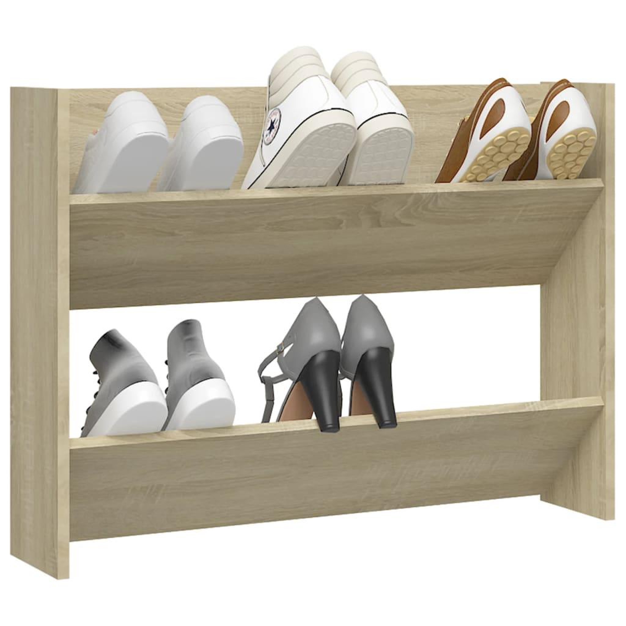 Voir la diapositive 3 : VIDAXL Armoire a chaussures murale Chene Sonoma 80x18x60 cm Agglomere
