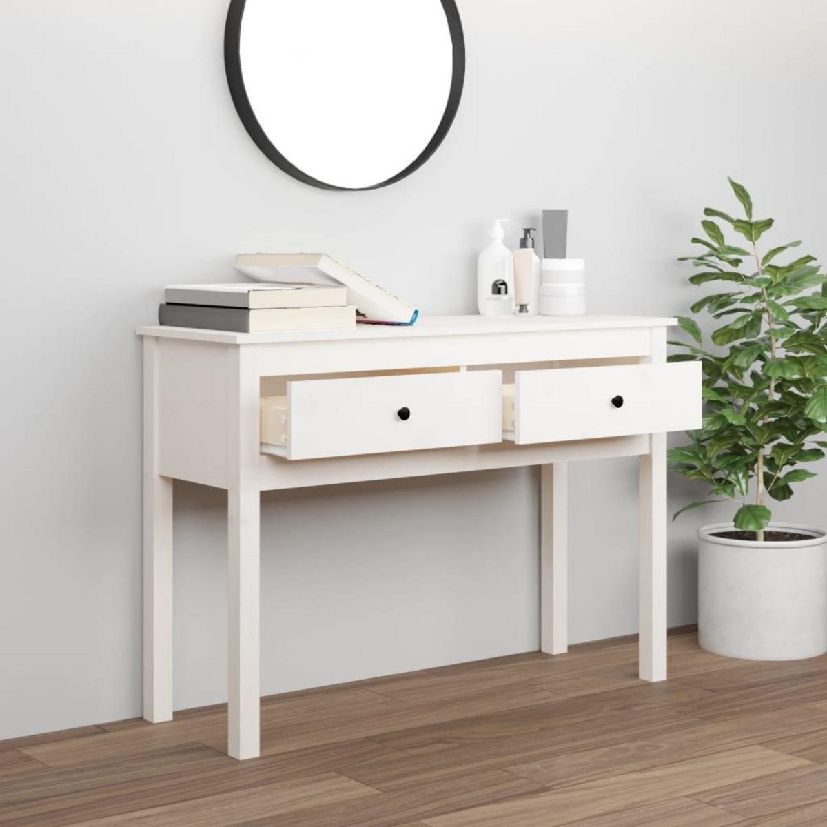 VIDAXL Table console Blanc 100x35x75 cm Bois massif de pin