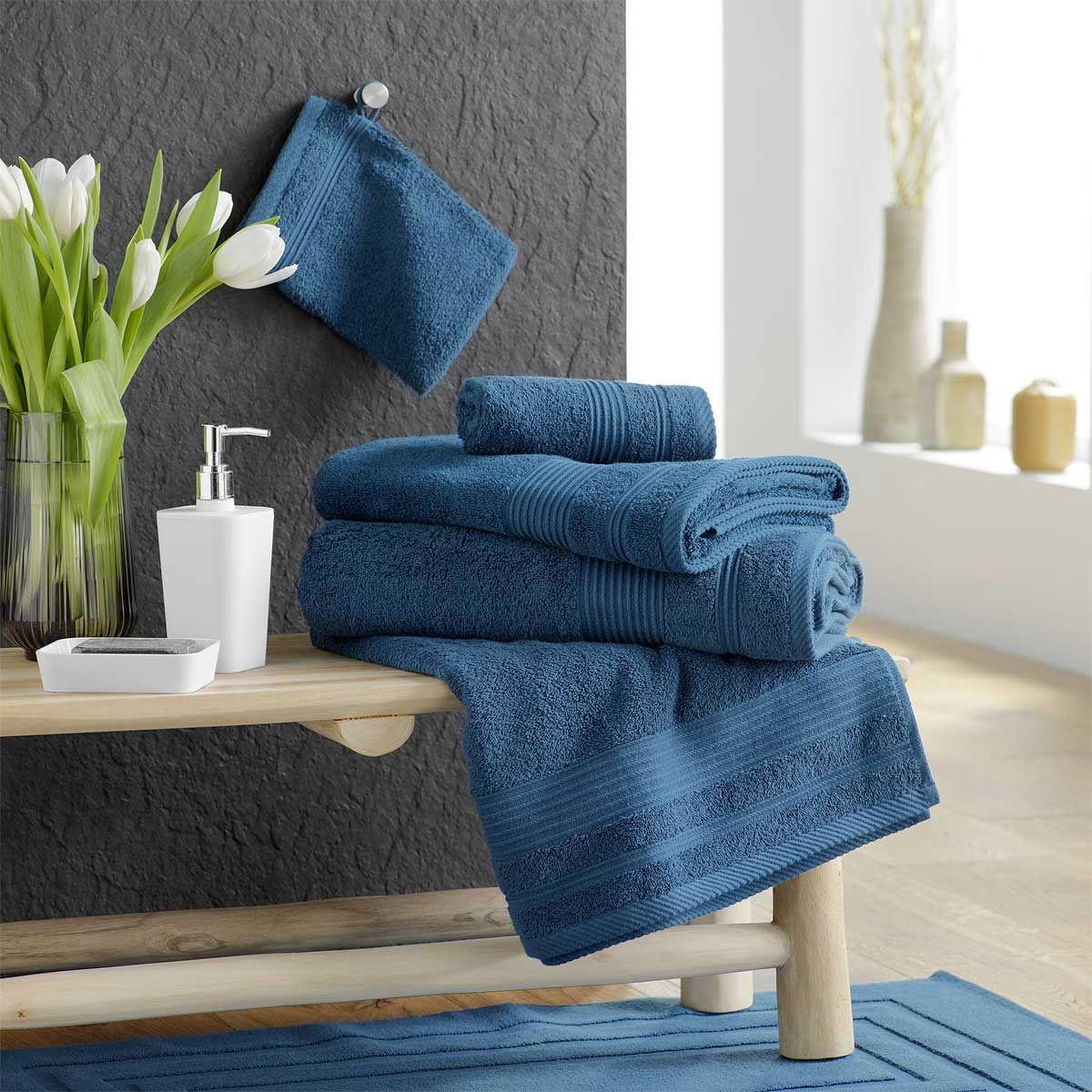 Voir la diapositive 4 : Douceur d'Intérieur Lot de 2 gants de toilette  tendresse  15x21cm saphir