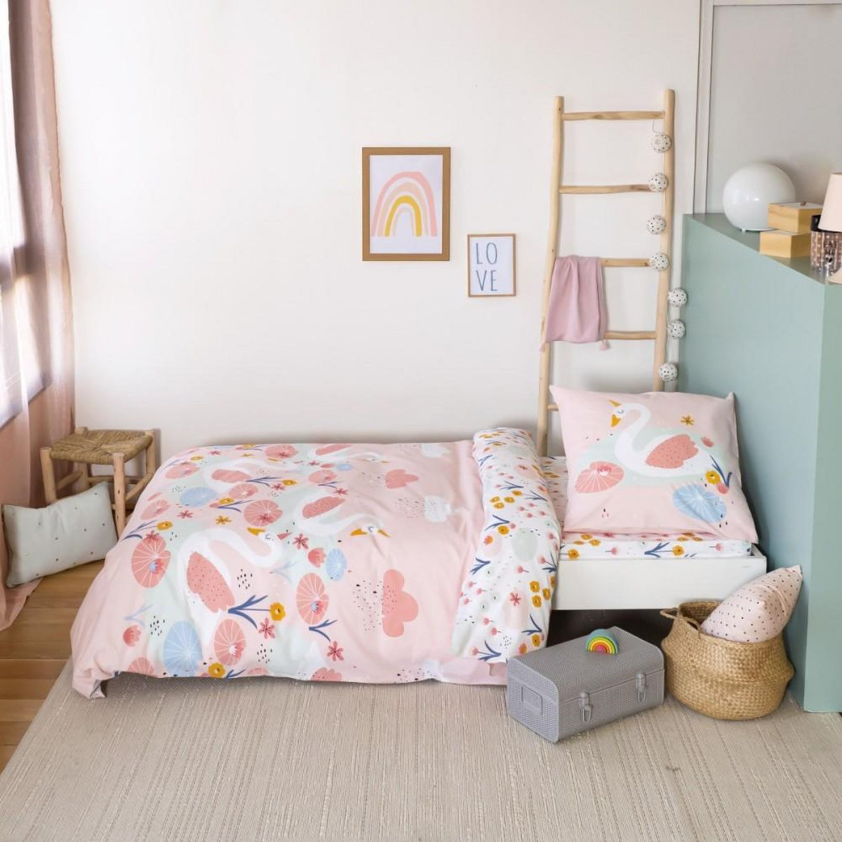 COTE DECO Housse de couette 140x200 + 1 taie CLARA coton 57 fils