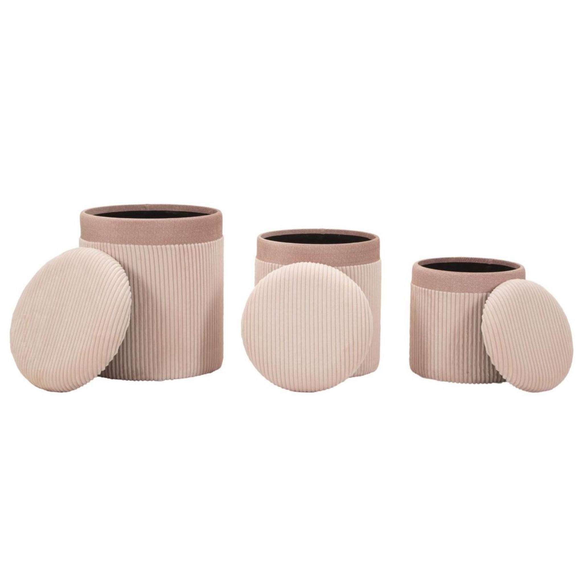 Voir la diapositive 2 : Paris Prix Lot de 3 poufs coffres  curtain  49cm rose