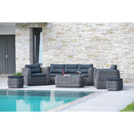 PARIS GARDEN Salon bas de jardin - 7 places - Résine tressée - Gris - BAHAMAS
