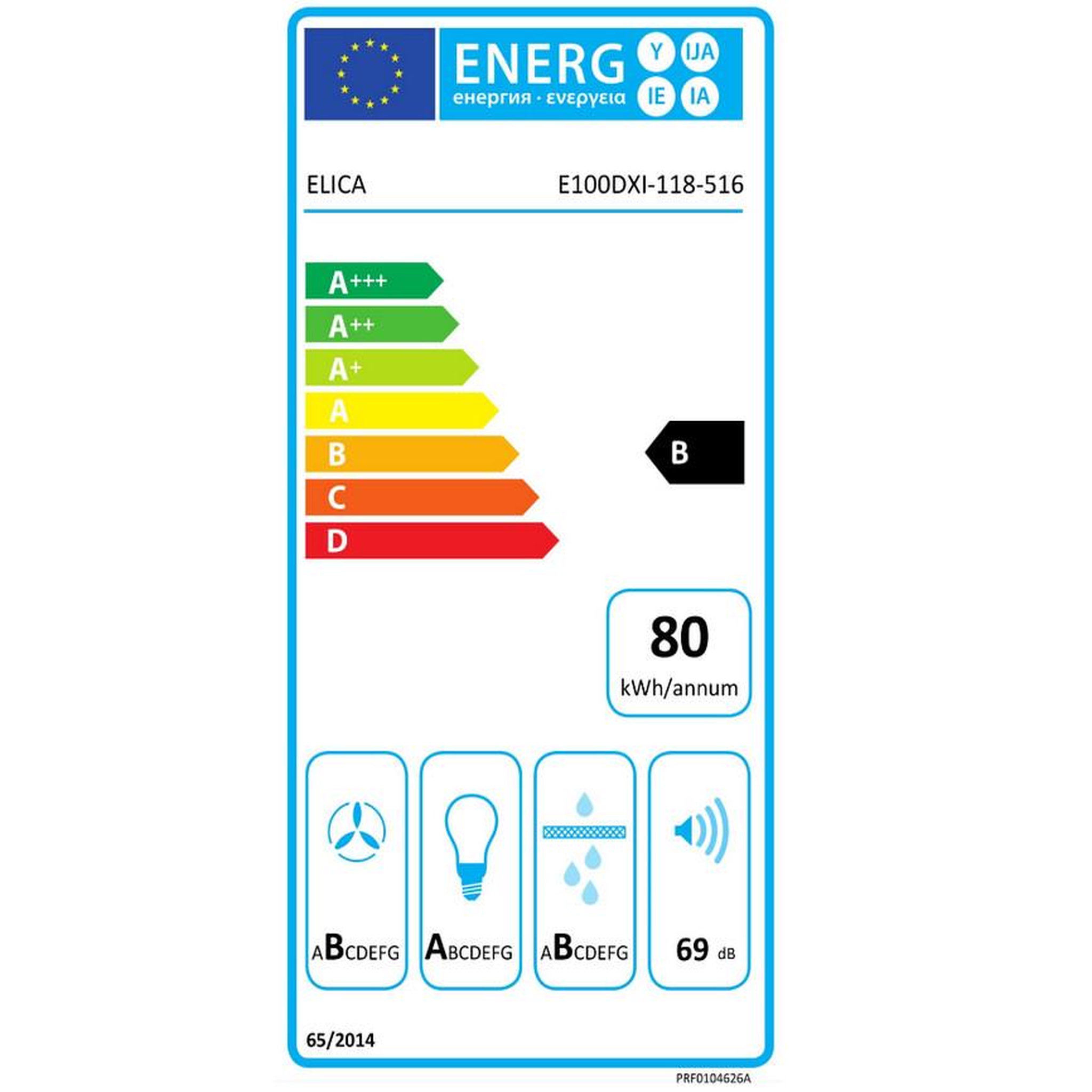 Voir la diapositive 2 : ELICA Hotte décorative murale 90cm 69db 581m3/h noir/inox - prf0104626a