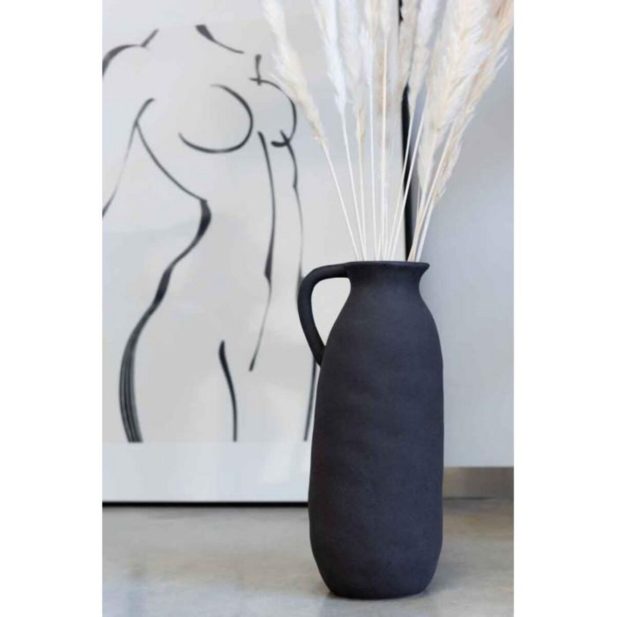 Paris Prix Vase Design en Céramique  Cruche  35cm Noir