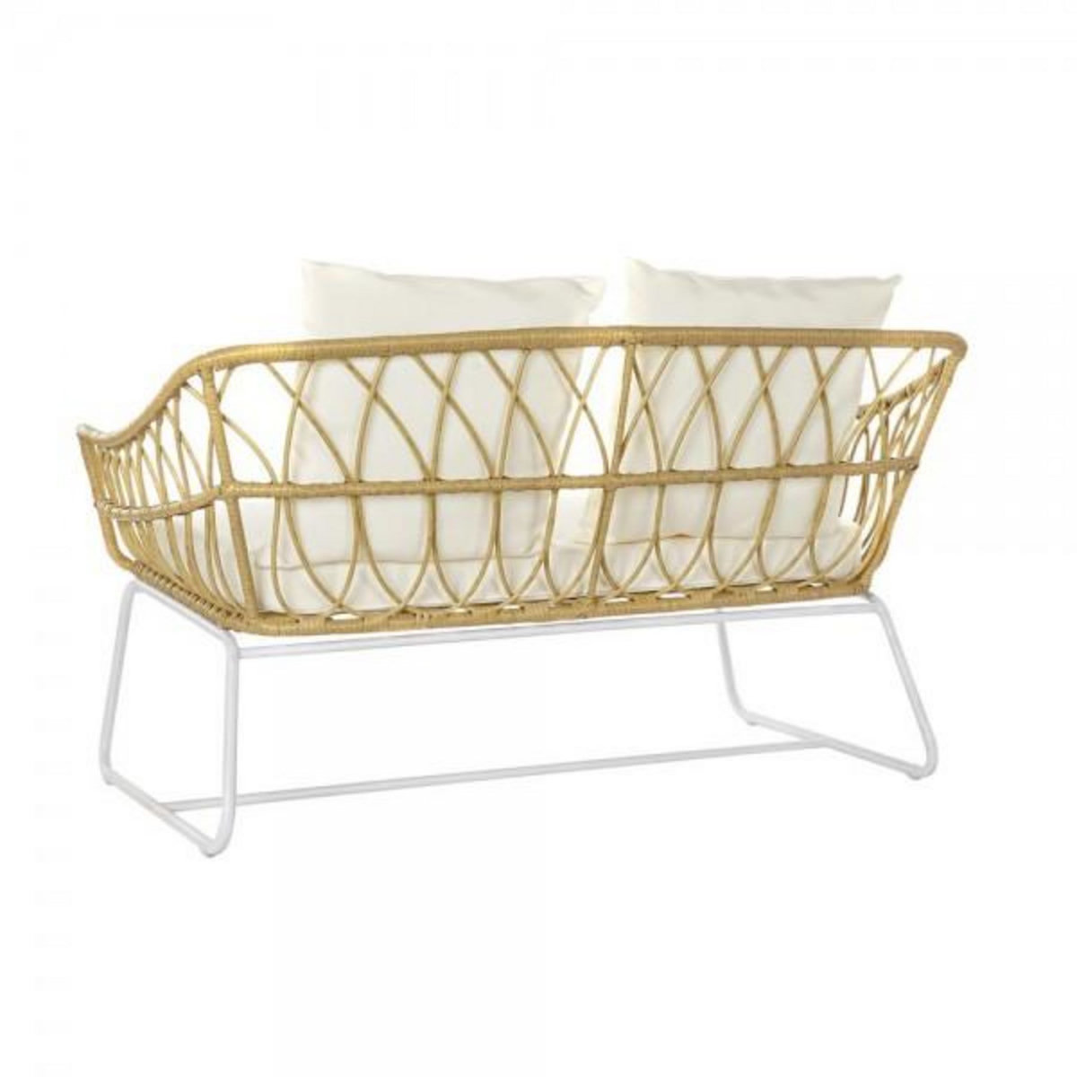 MARKET24 Canapé de jardin DKD Home Decor Blanc Métal rotin synthétique (132 x 58 x 80 cm)