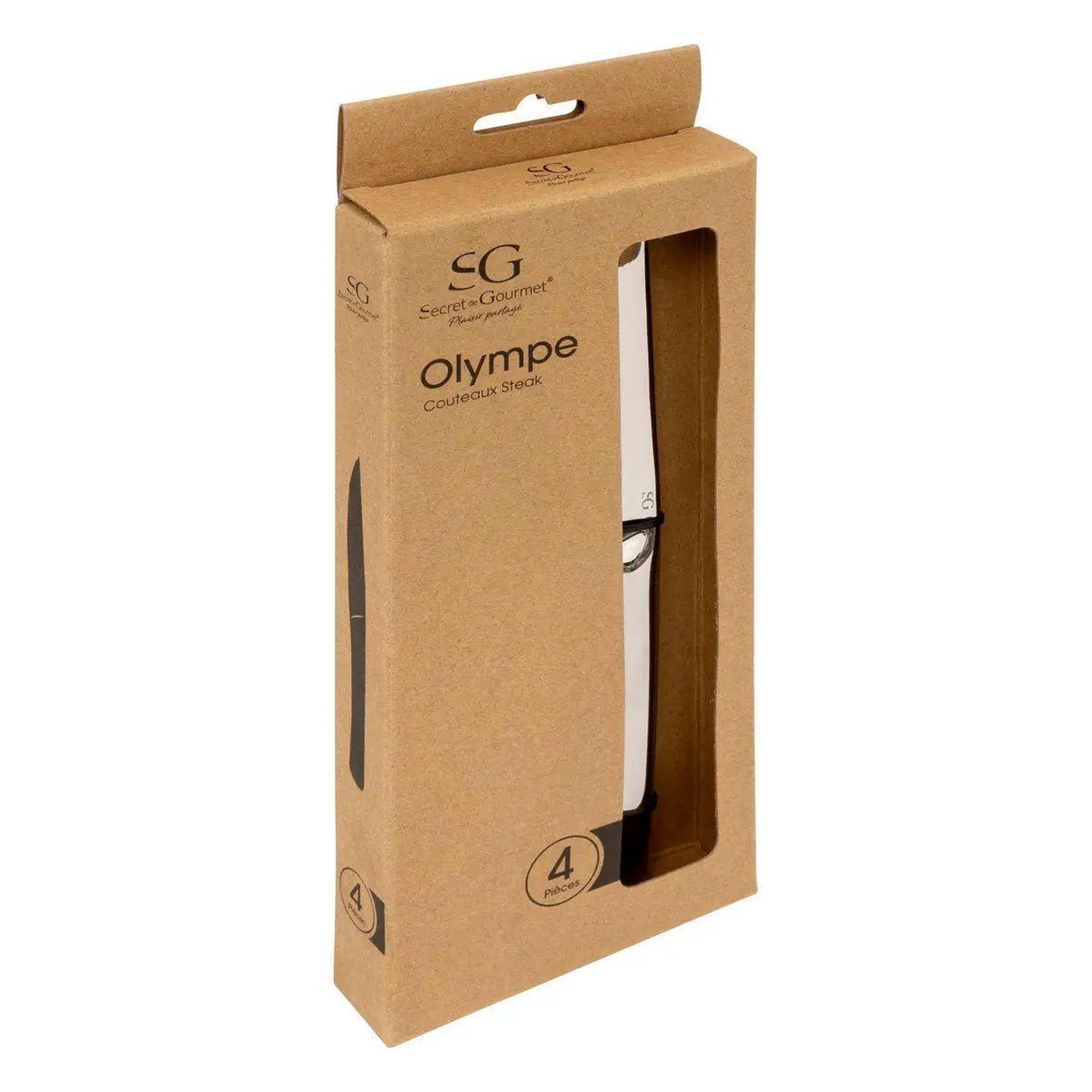 Voir la diapositive 3 : SECRET DE GOURMET Lot de 4 couteaux à steak  olympe  22cm argent