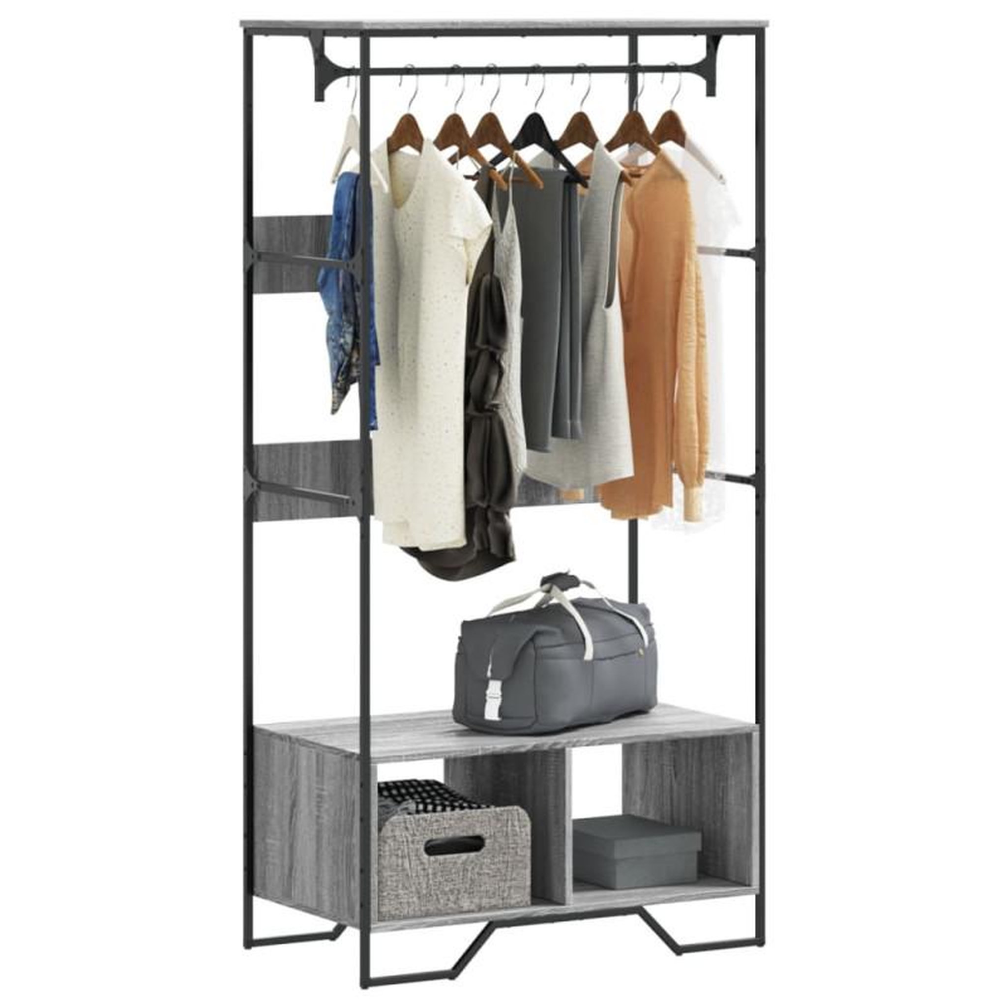 Voir la diapositive 1 : VIDAXL Armoire sonoma gris 90x50x180 cm bois d ingénierie