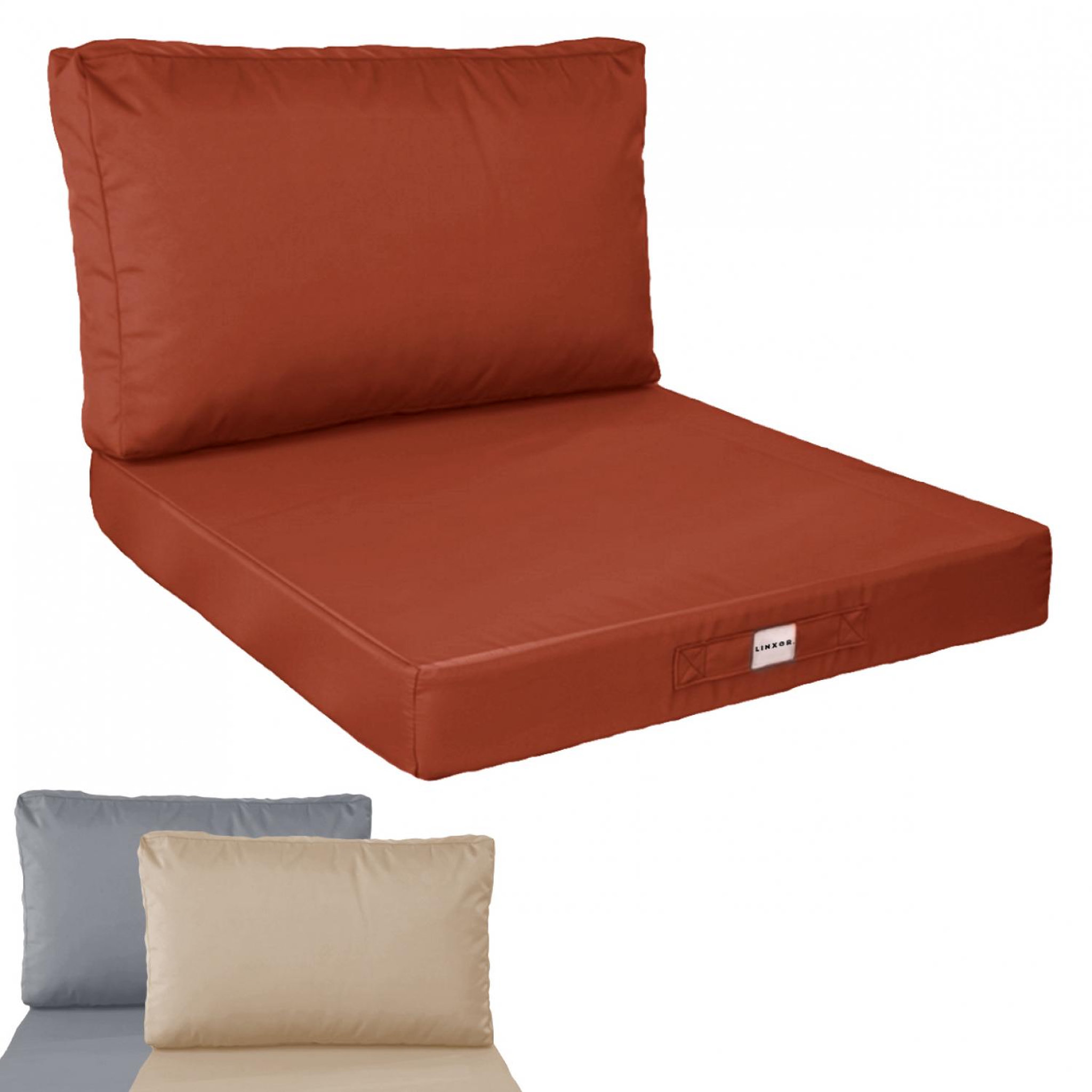 Voir la diapositive 1 : LINXOR Kit de coussins pour salon de jardin déhoussables - 60 x 60 cm