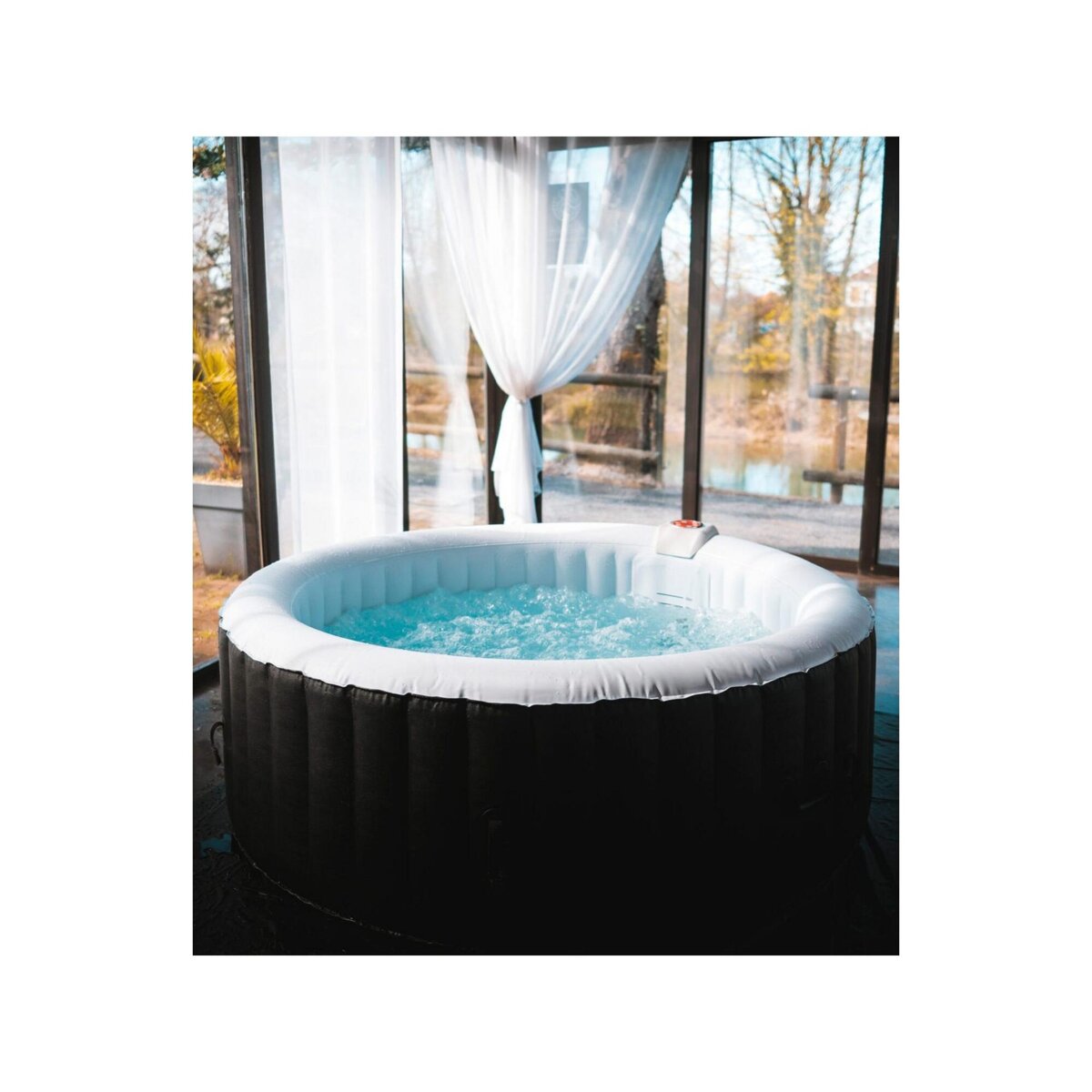 Ospazia Spa gonflable 4 places rond Ospazia - Diamètre : 185 cm - Filtre et bâche inclus