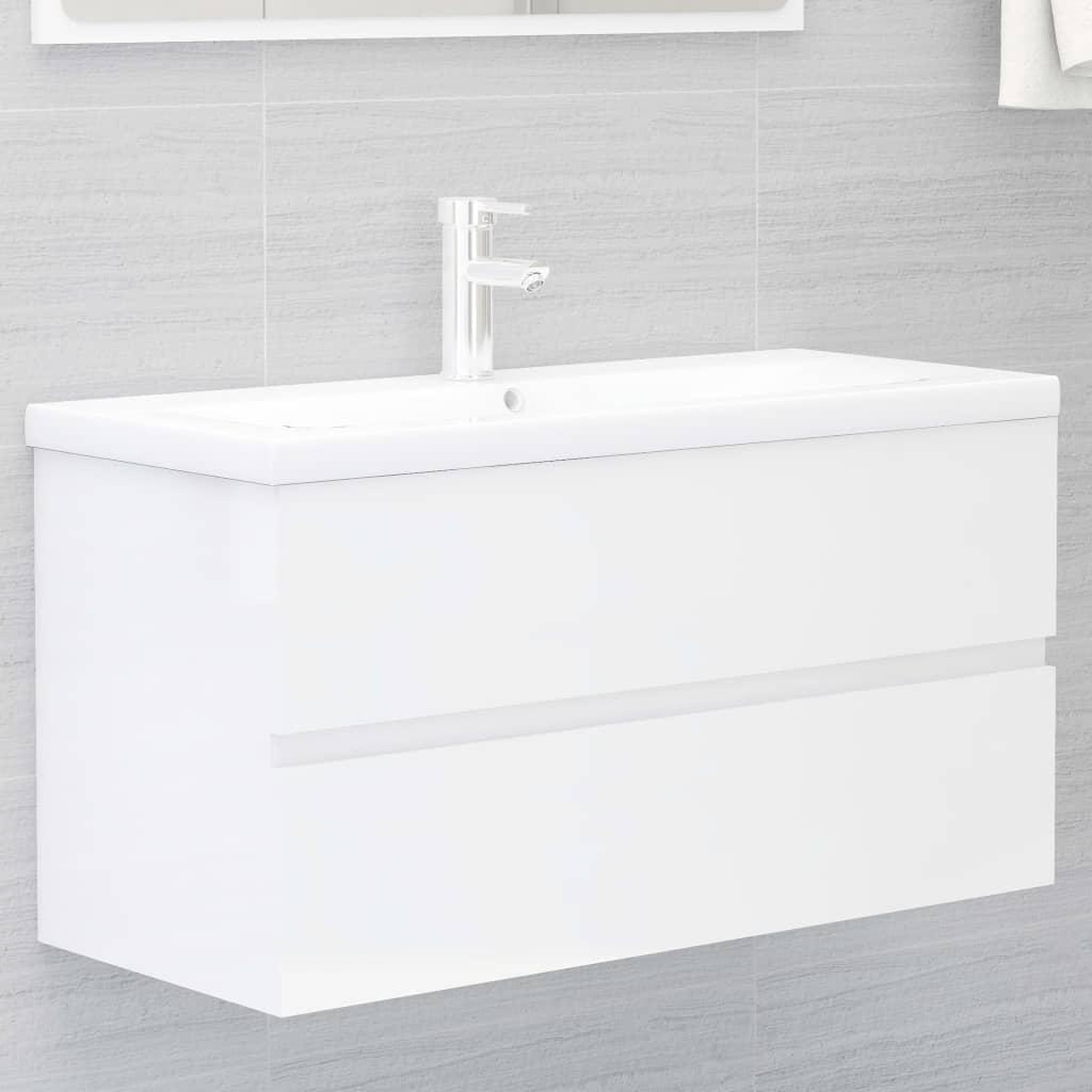Voir la diapositive 1 : VIDAXL Armoire d'evier Blanc brillant 90x38,5x45 cm Bois d'ingenierie