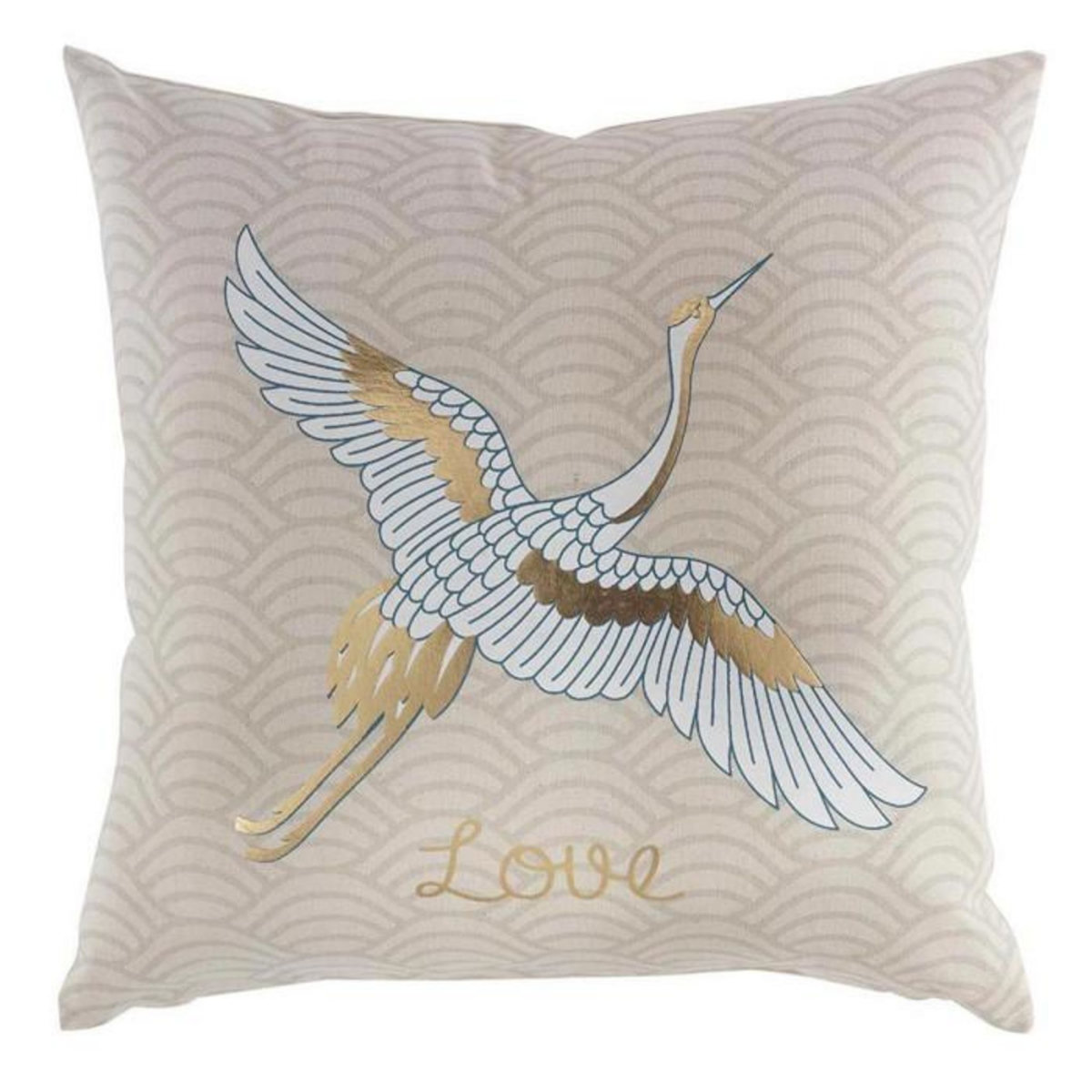 Paris Prix Coussin Déhoussable  Free Bird  45x45cm Beige