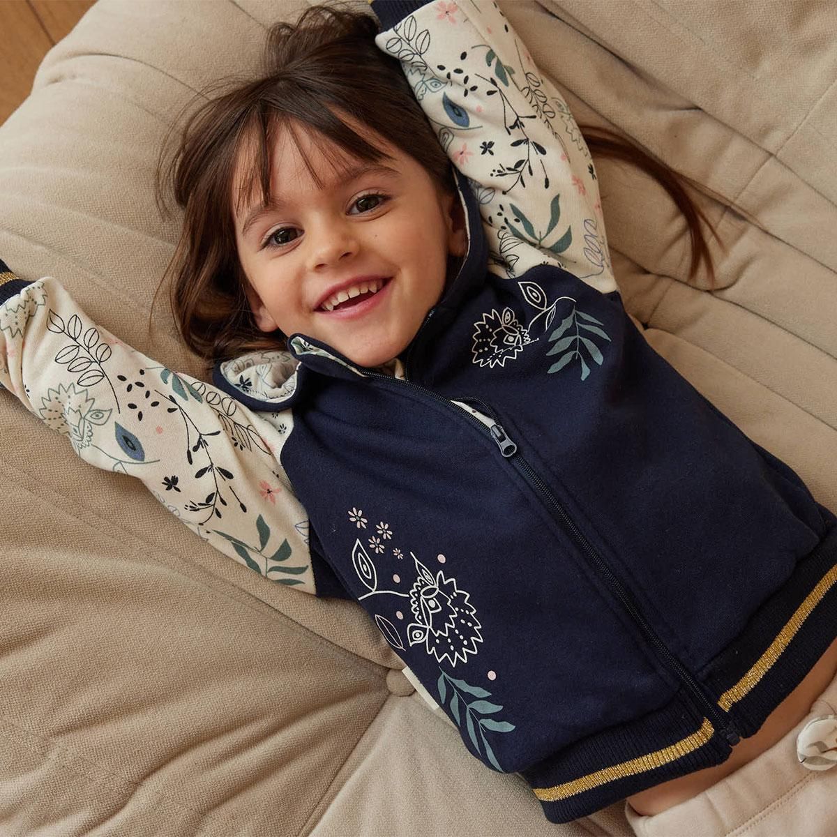 Petit Béguin Sweat à capuche zippé bébé en molleton Belle de Nuit