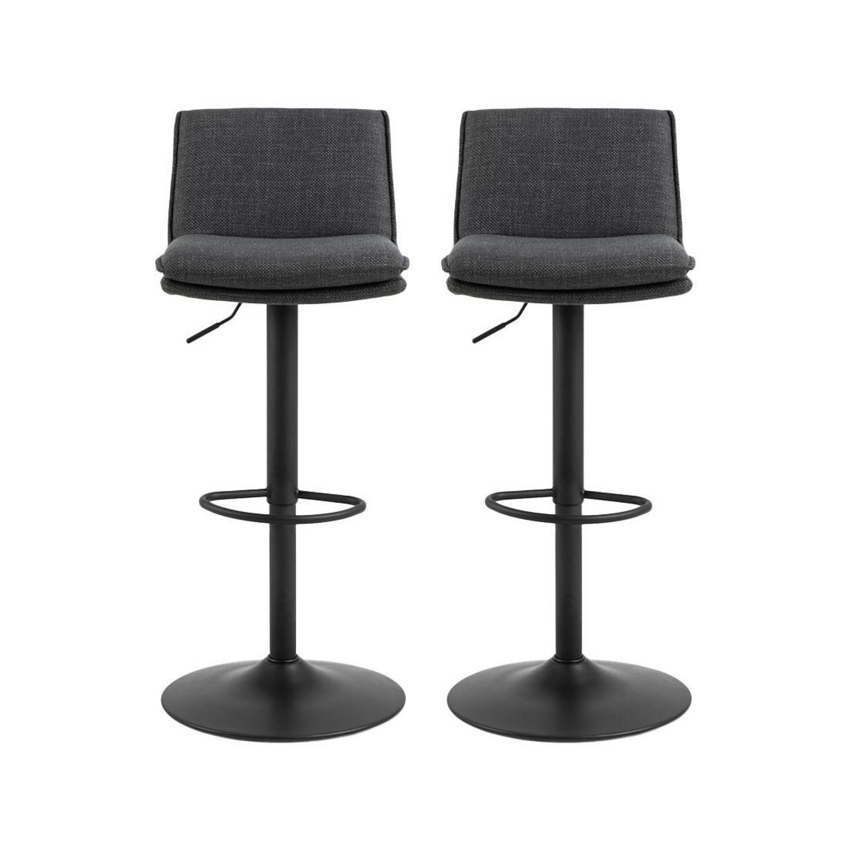 LISA DESIGN Alora - lot de 2 tabourets - ajustables et pivotants - en tissu