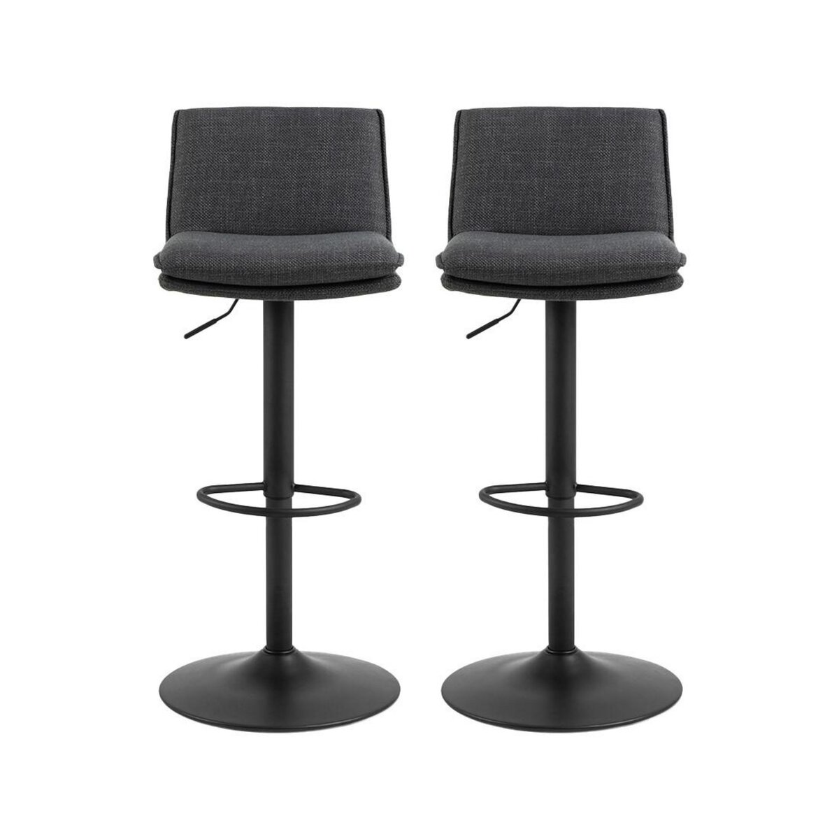 LISA DESIGN Alora - lot de 2 tabourets - ajustables et pivotants - en tissu