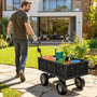 Voir la diapositive 2 : OUTSUNNY Chariot de jardin en acier - chariot de transport - côtés amovibles, poignée rotative - max. 300 Kg - noir