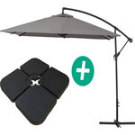 Habitat et Jardin Parasol jardin déporté Alu  Ilios 3  - Carré - 3 x 3 m - Gris - Dalles incluses