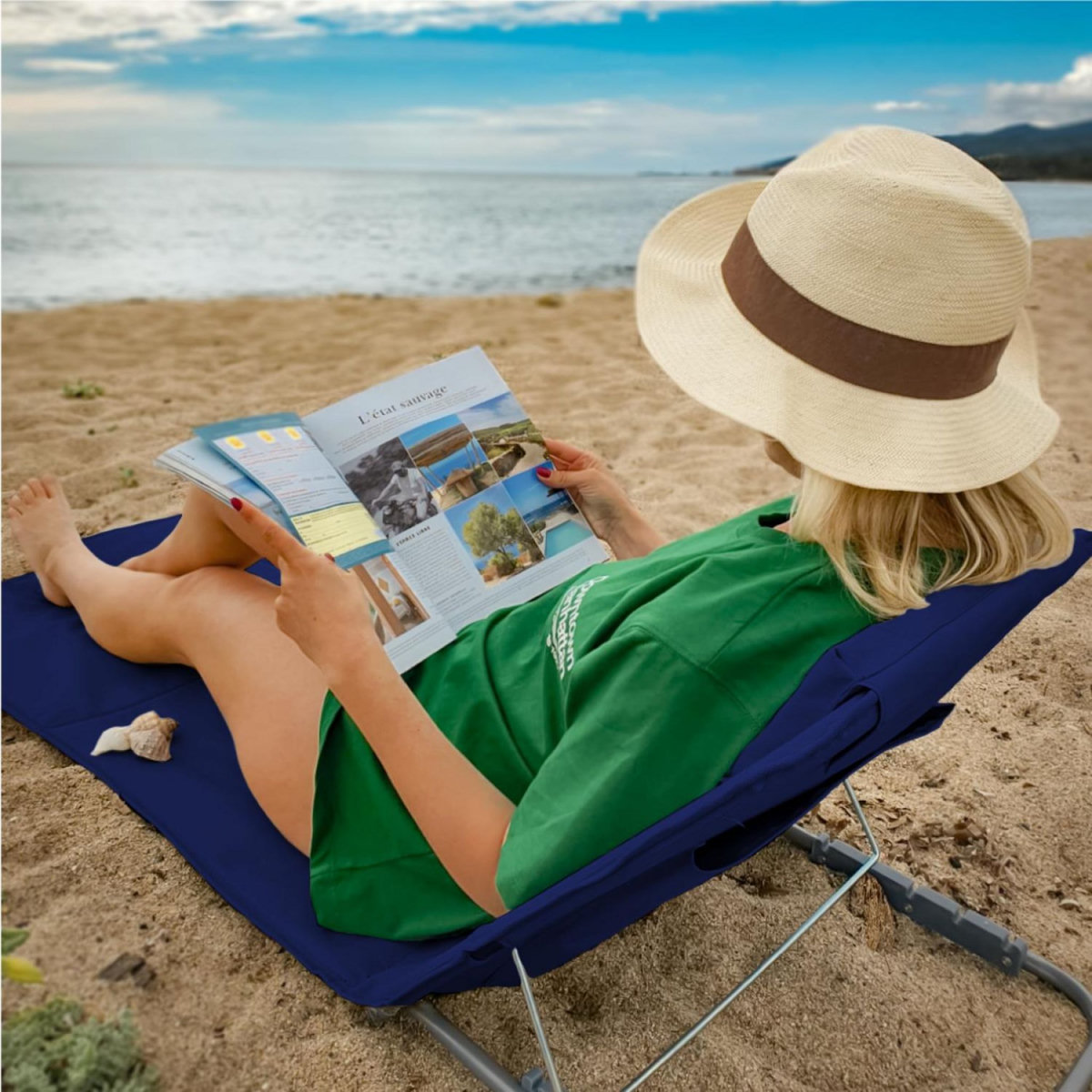 LINXOR Matelas, transat, tapis de plage avec dossier inclinable et sac de transport