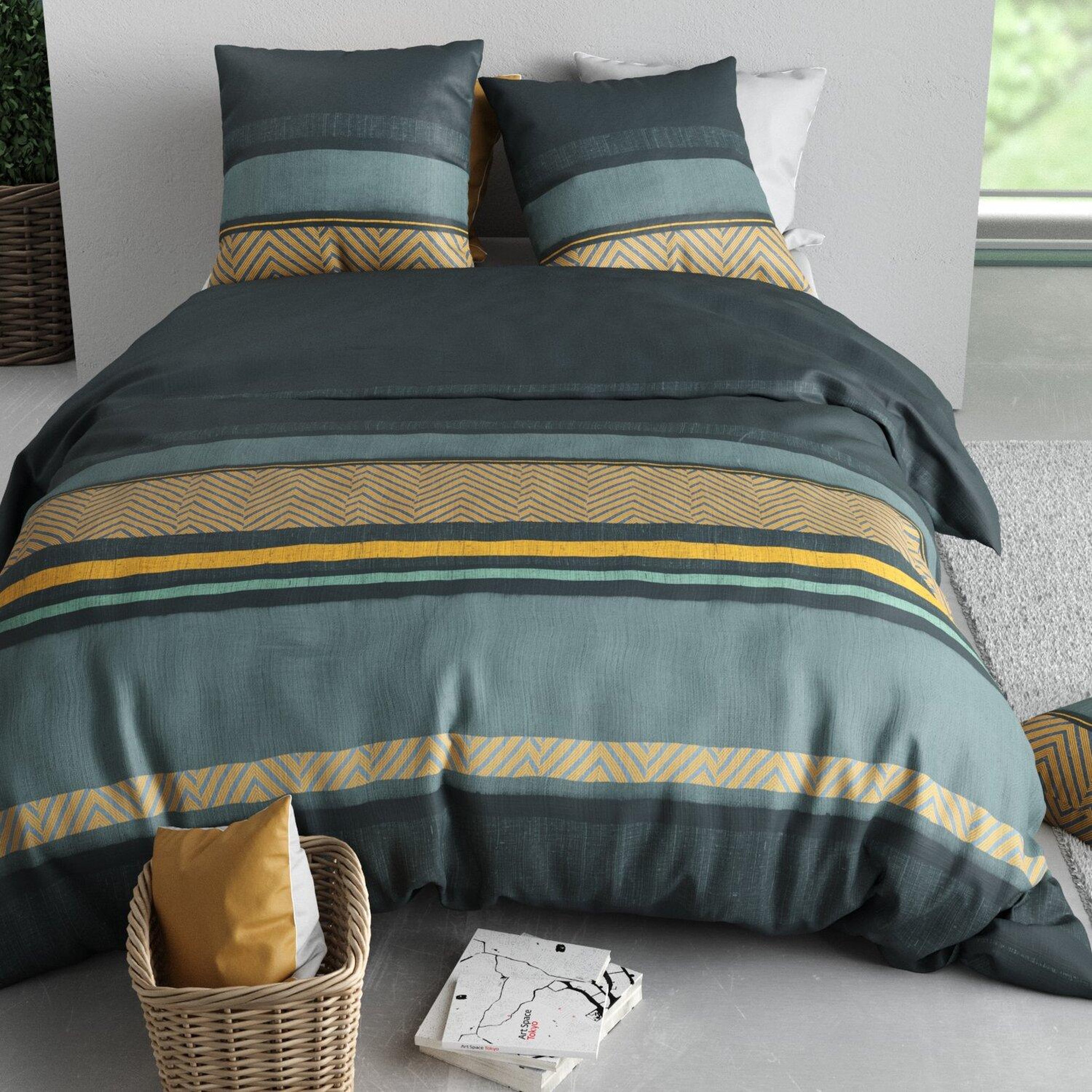 Voir la diapositive 3 : ATELIER DU COTON Parure Housse De Couette 100% Coton 57fils Astral