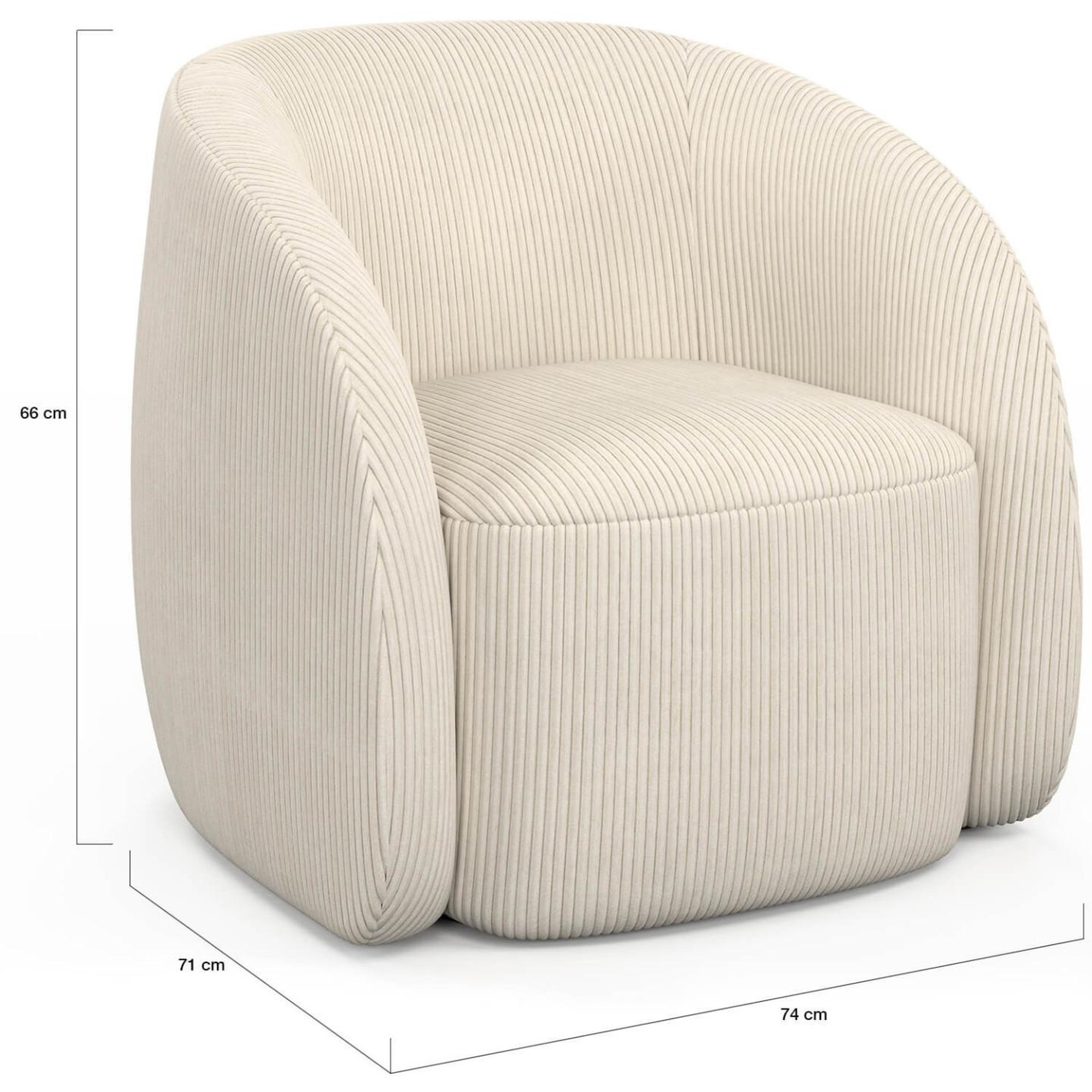 Voir la diapositive 5 : ID MARKET Fauteuil cori en velours côtelé beige