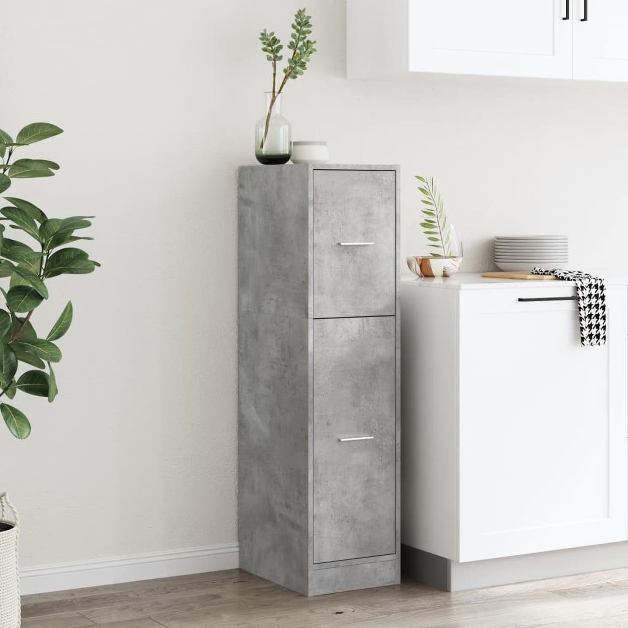 Voir la diapositive 4 : VIDAXL Armoire d'apothicaire gris beton 30x41x118 cm bois d'ingenierie