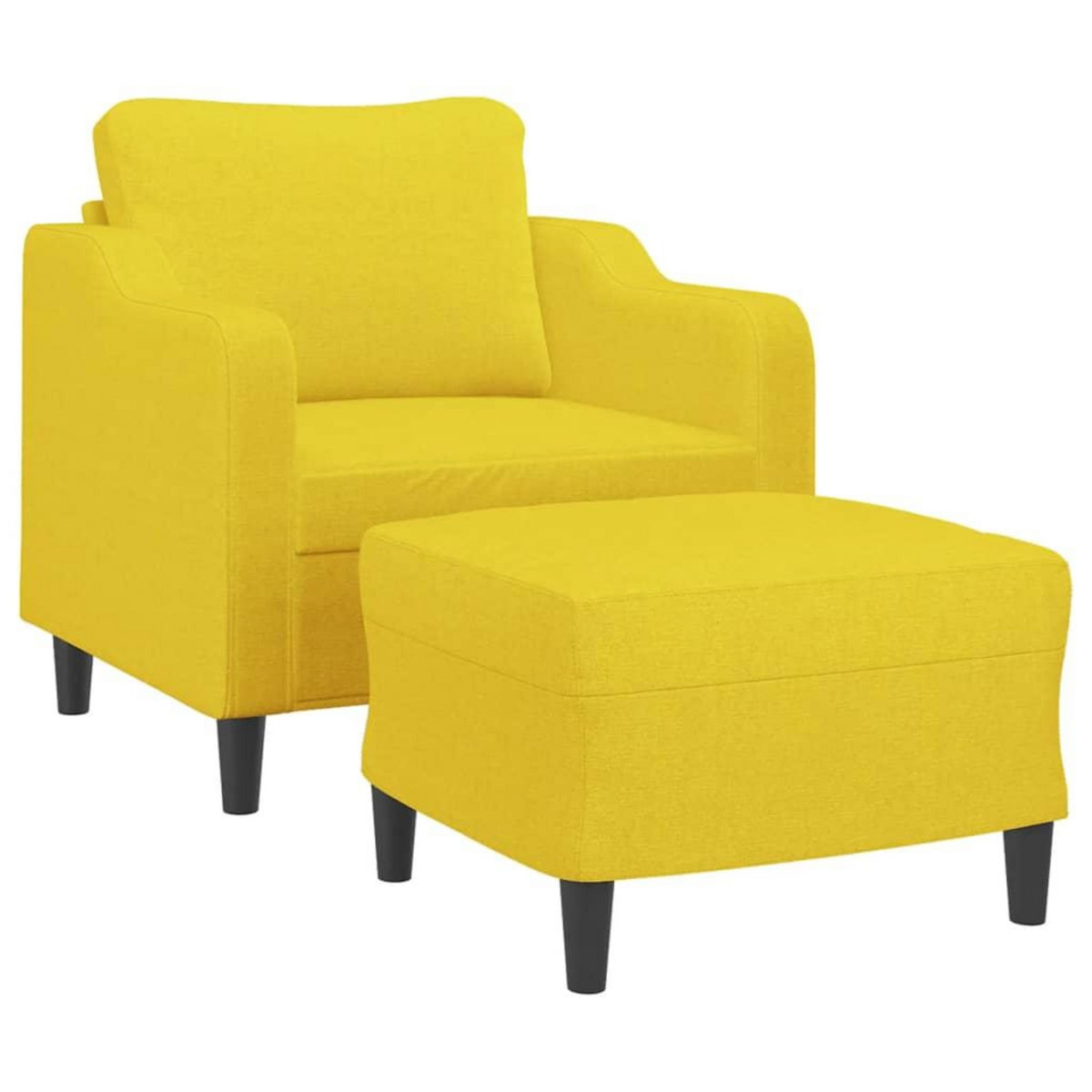 VIDAXL Fauteuil avec repose-pied Jaune clair 60 cm Tissu