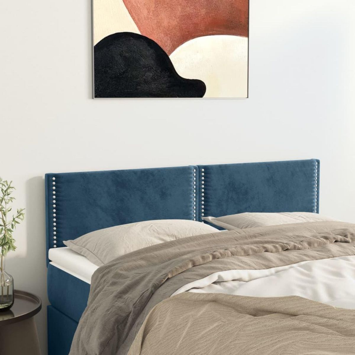 VIDAXL Tetes de lit 2 pcs Bleu fonce 72x5x78/88 cm Velours