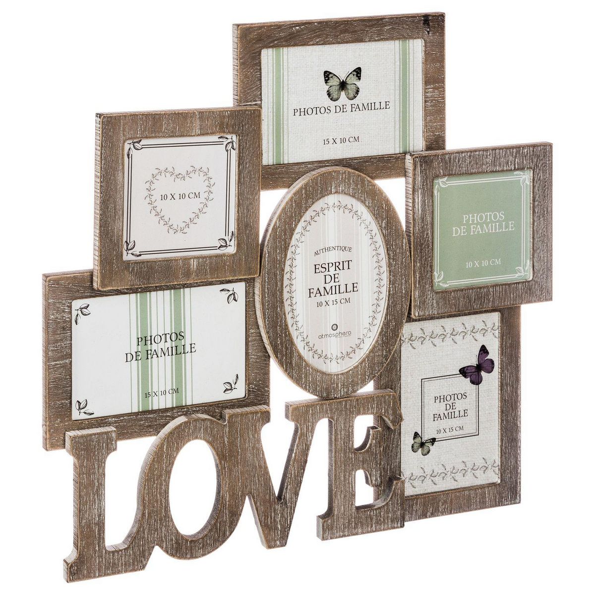 ATMOSPHERA Pêle-mêle 6 Photos Campagne - 42 x 40 cm - Marron