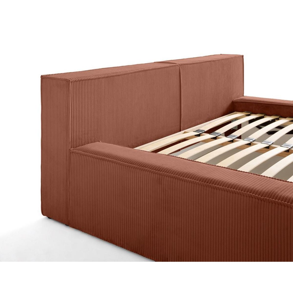 LISA DESIGN Stella - lit coffre - 140x190 cm - sommier inclus - en velours côtelé