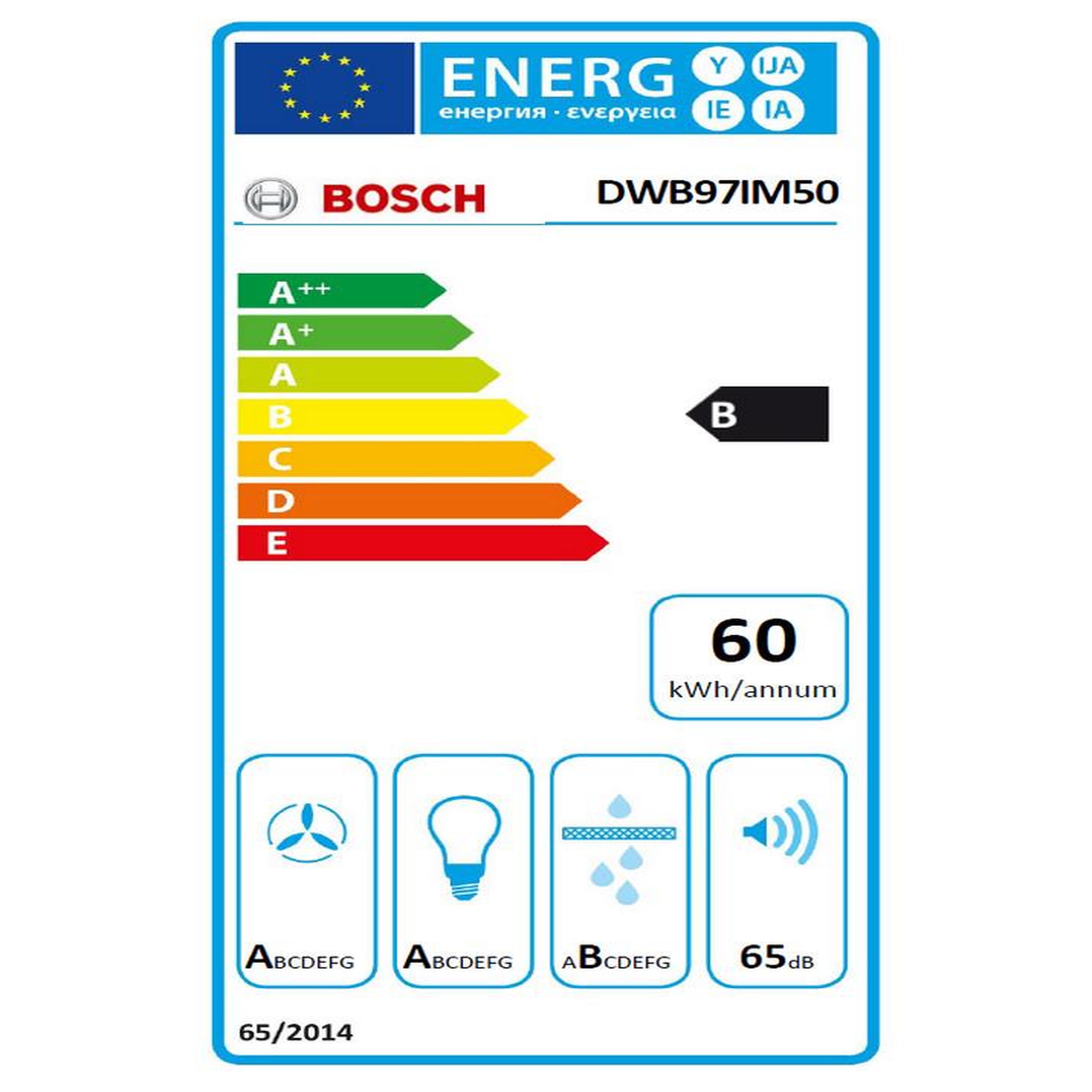 Voir la diapositive 2 : BOSCH Hotte décorative murale 90cm 710m3/h inox - dwb97im50