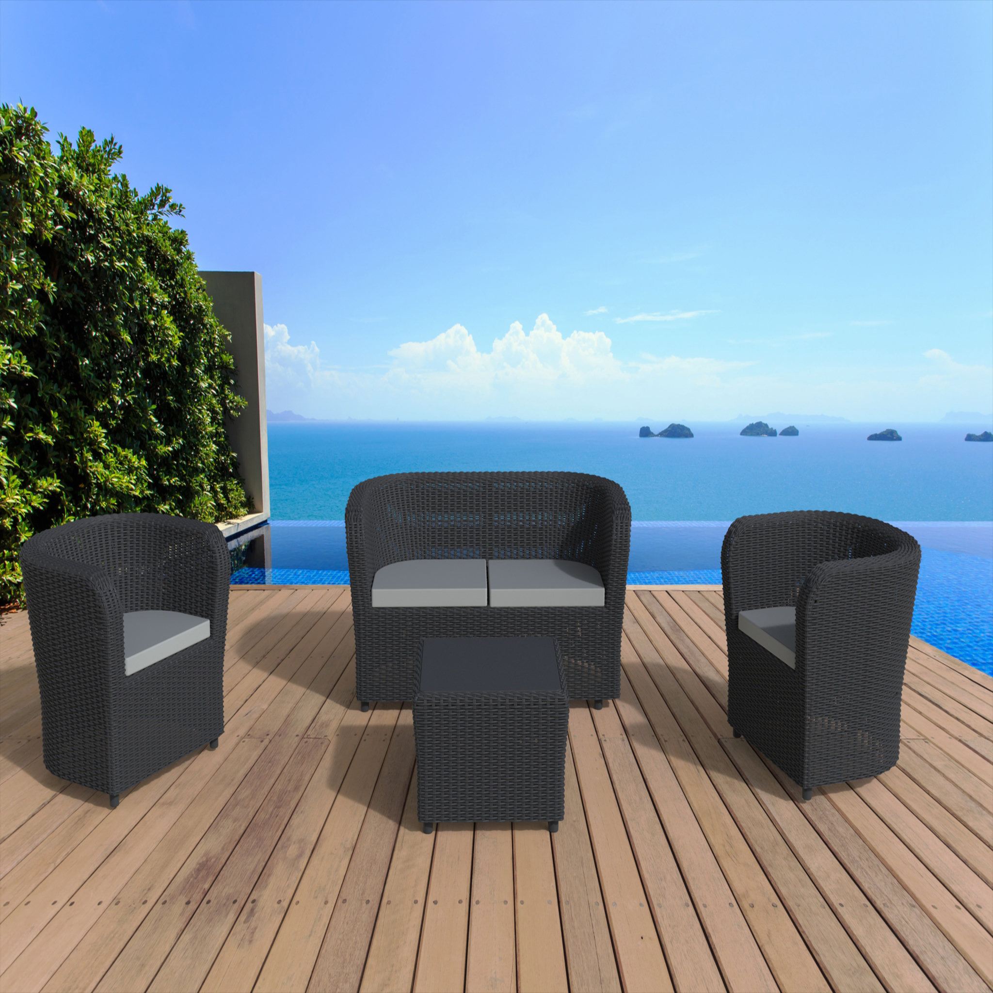 Voir la diapositive 6 : Salon bas de jardin anthracite NOVA