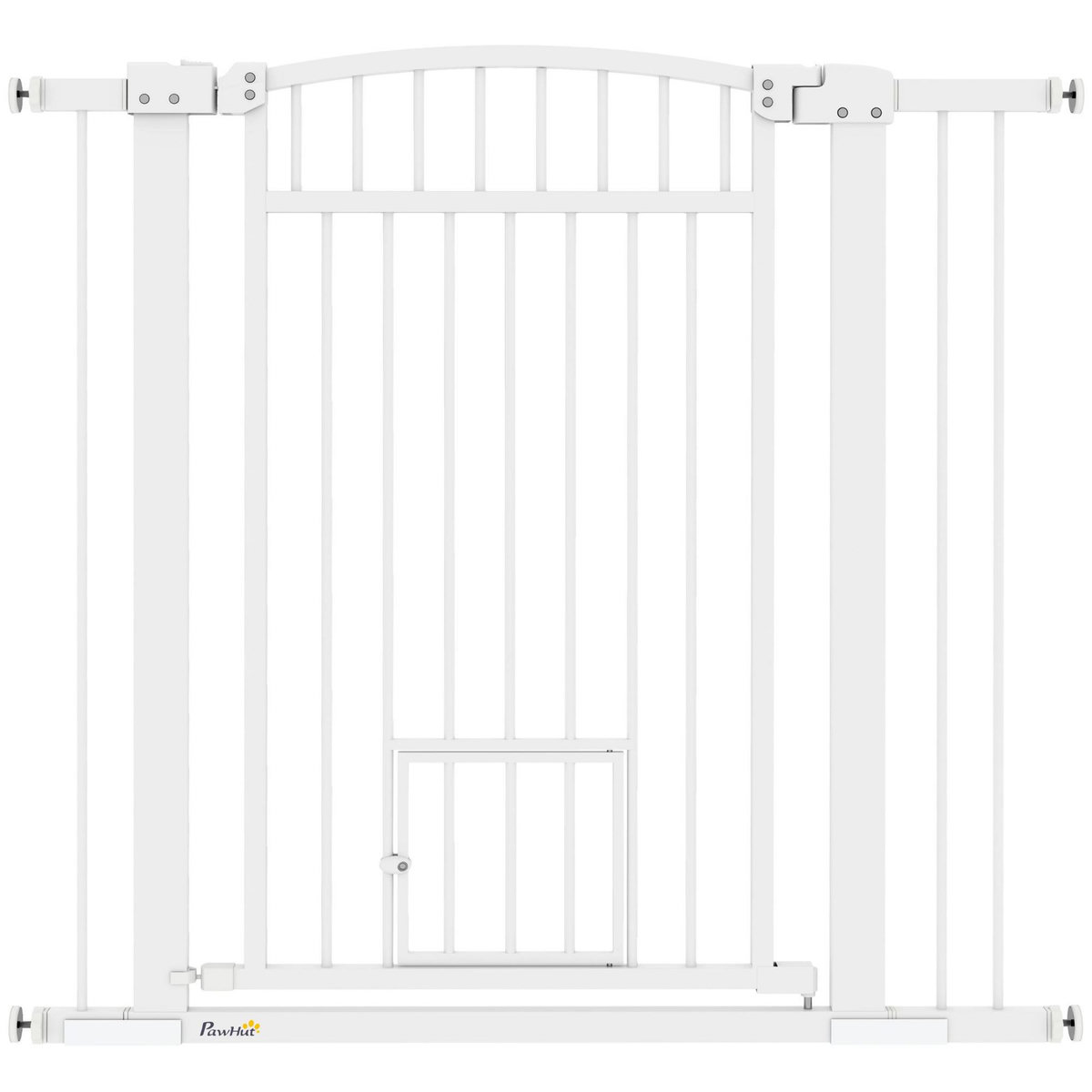 PAWHUT Barrière de sécurité pour chien - barrière à pression ajustable - 2 portes verrouillables - acier blanc