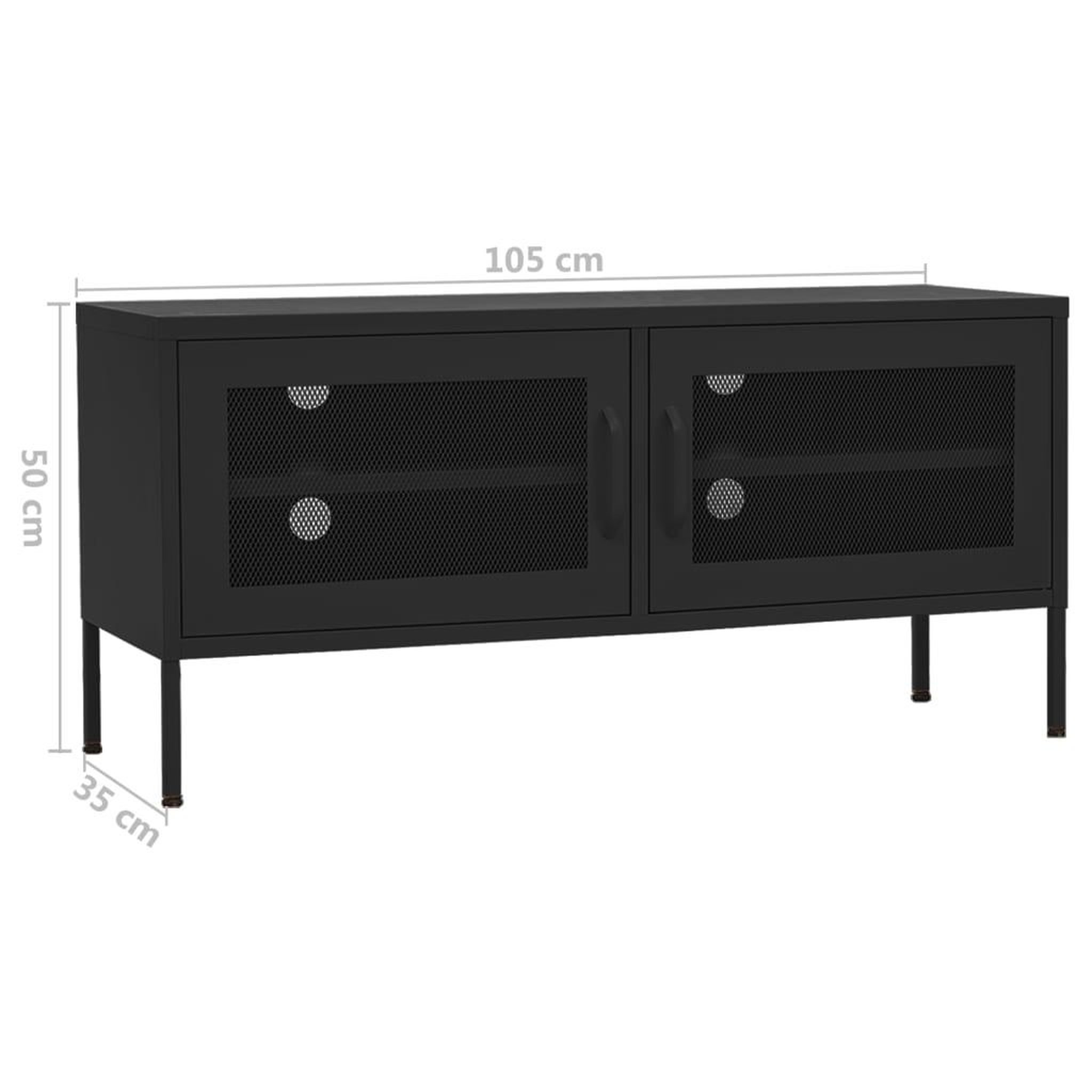 Voir la diapositive 6 : VIDAXL Meuble TV Noir 105x35x50 cm Acier