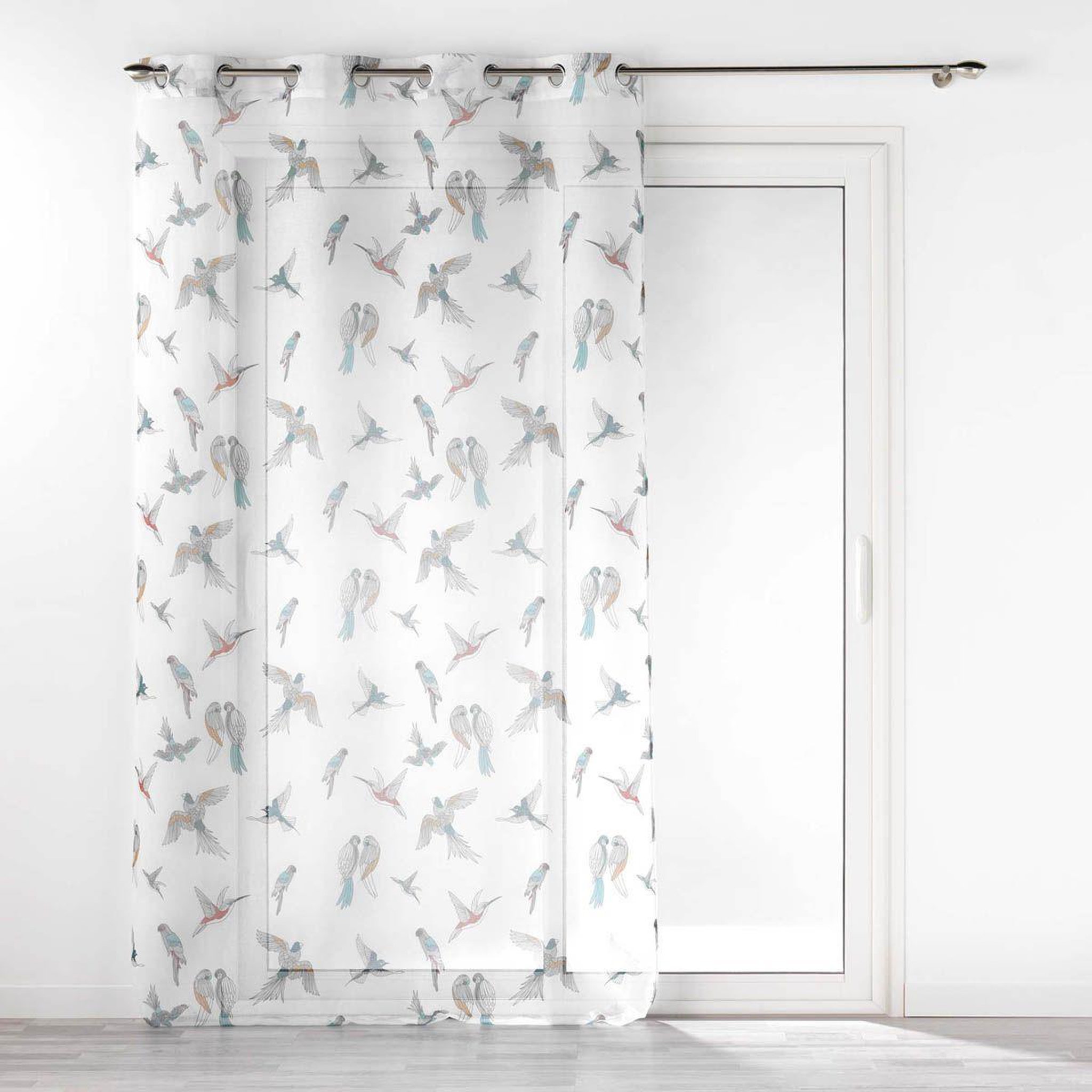 Douceur d'Intérieur Rideau voilage à œillets imprimé  envolia  140x240cm blanc