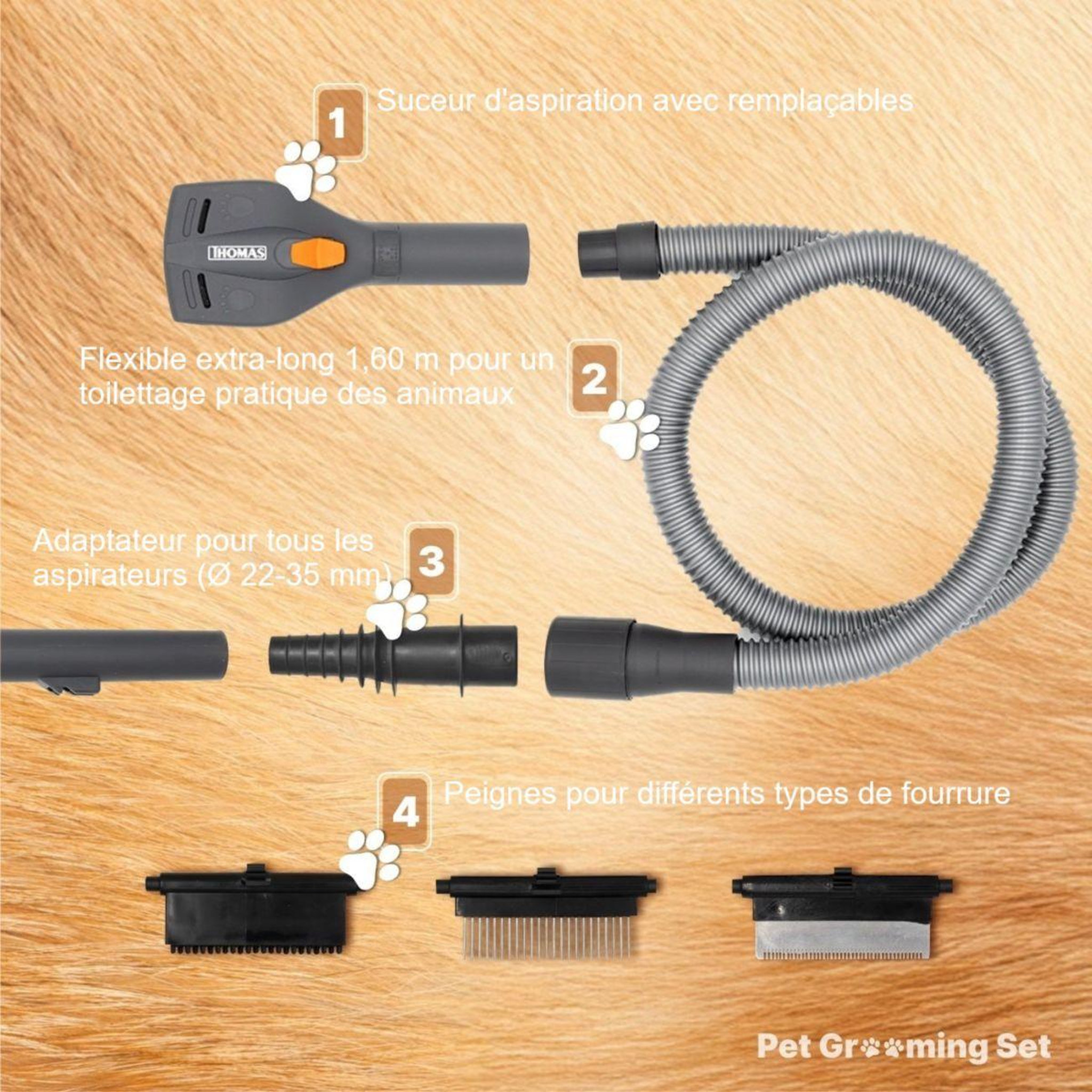 Voir la diapositive 2 : Thomas Accessoire toilettage toilettage douce chiens chats aspirateur