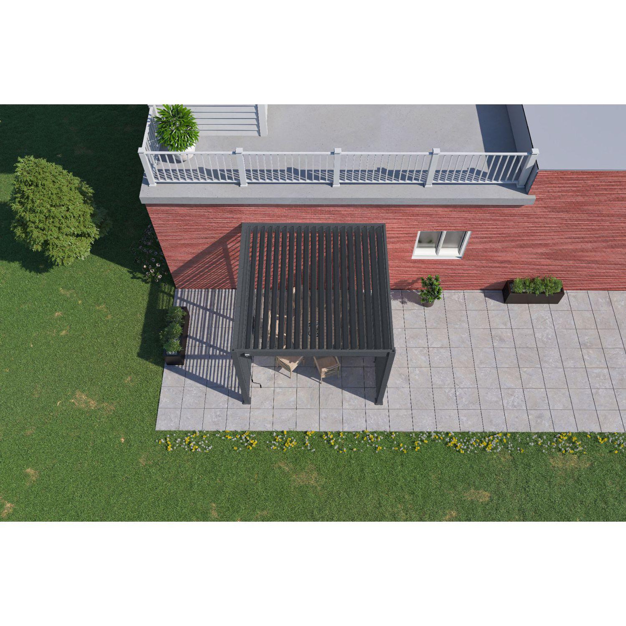 Voir la diapositive 9 : Pergola Bioclimatique adossée 3x3 m - Anthracite - VS OmBREA®
