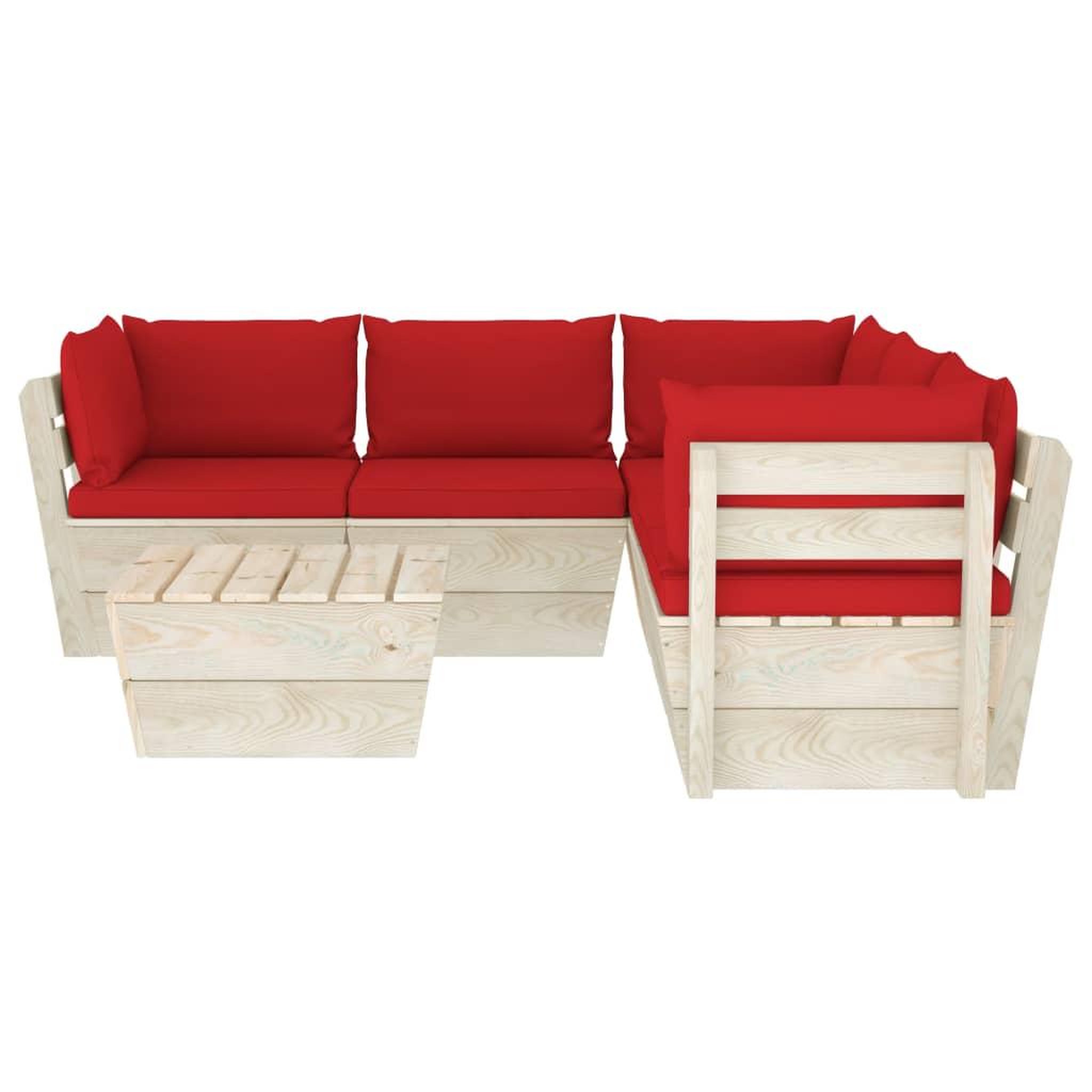 Voir la diapositive 3 : VIDAXL Salon de jardin palette 6 pcs avec coussins bois d'epicea