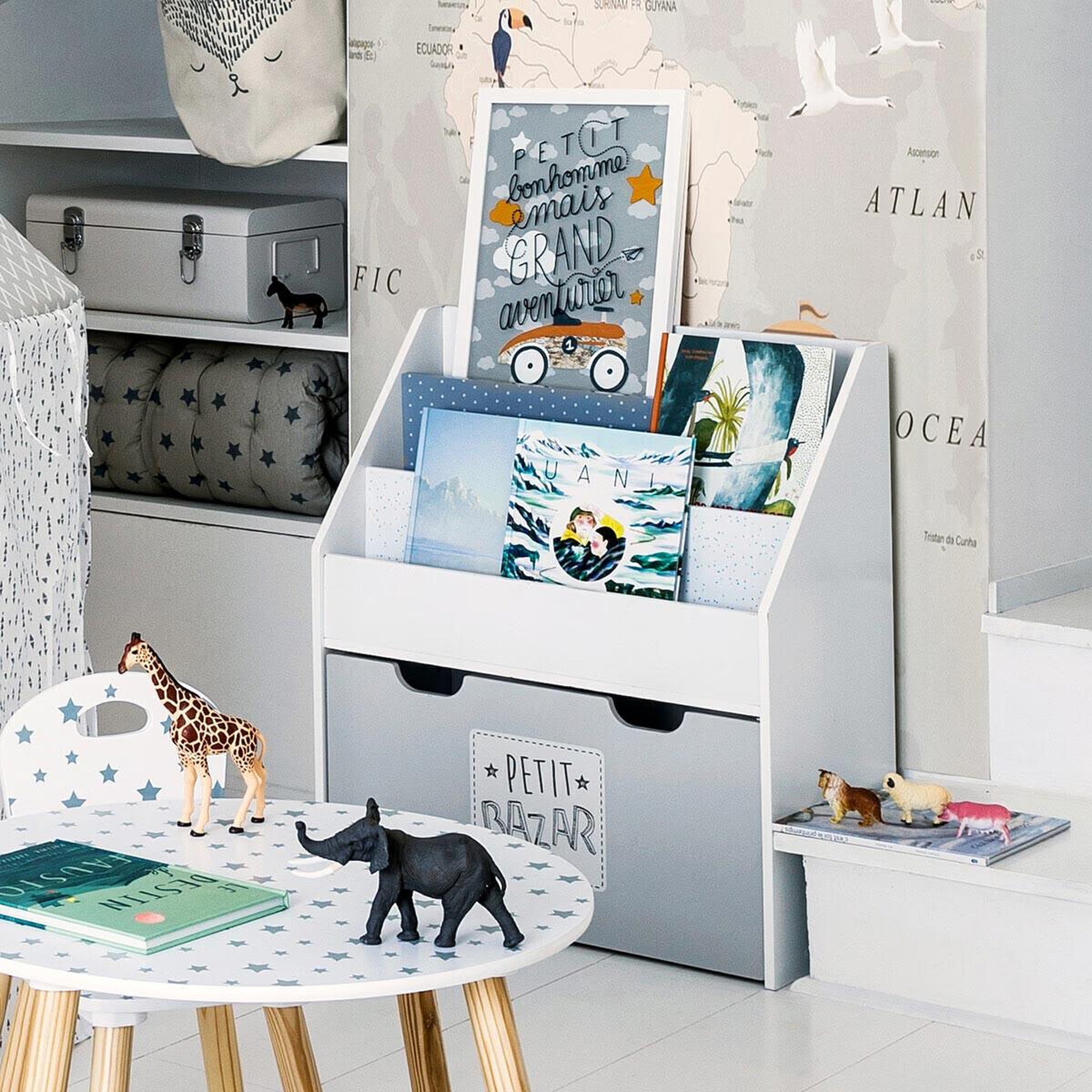 Voir la diapositive 5 : Atmosphera Kids Bibliothèque enfant  boy  70cm gris