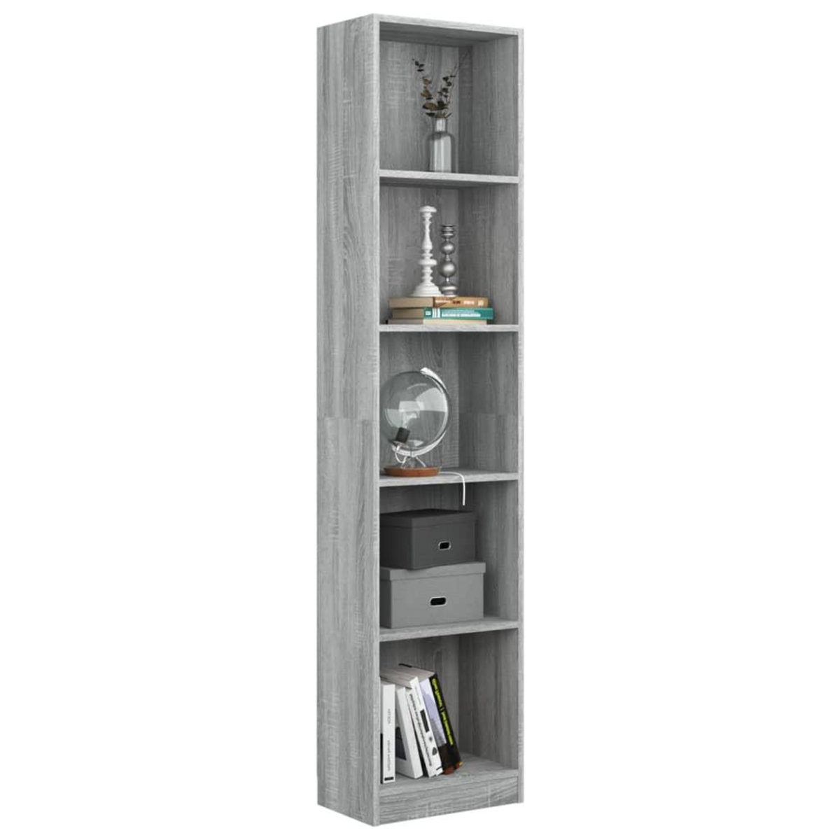 VIDAXL Bibliotheque 5 niveaux Sonoma gris 40x24x175 cm