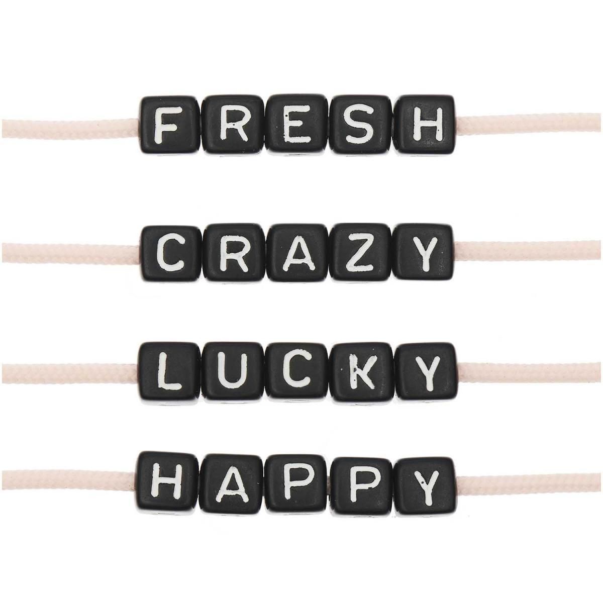 RICO DESIGN Itoshii pack 20 perles ponii noires fresh crazy lucky happy