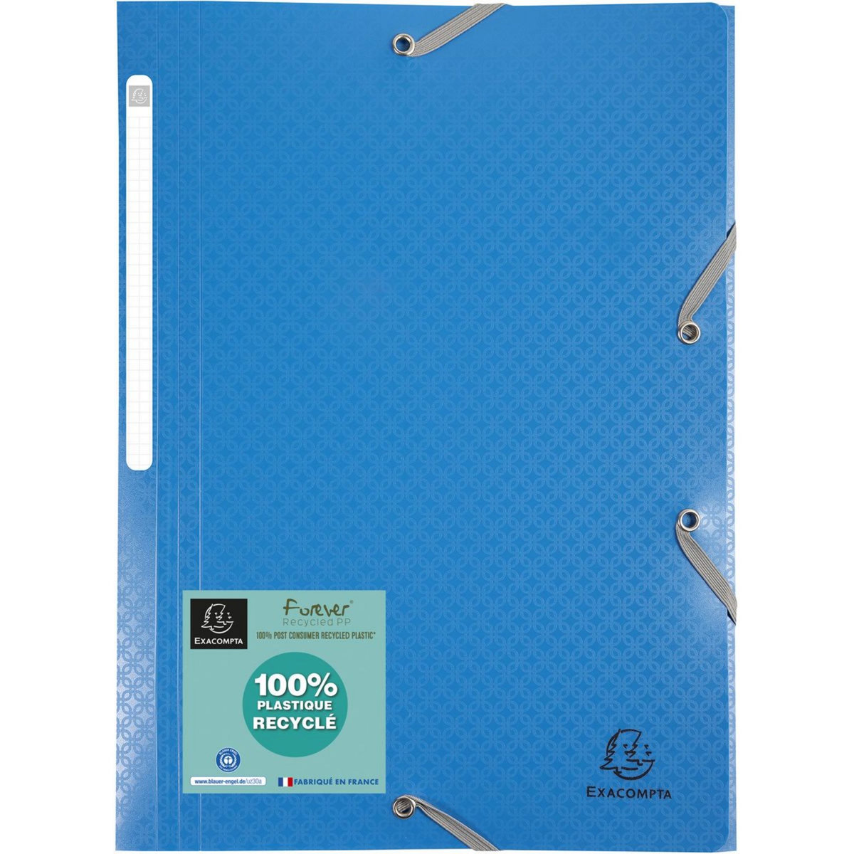 EXACOMPTA Chemise à élastique 24x32cm 3 rabats plastique recyclé Forever coloris aléatoire