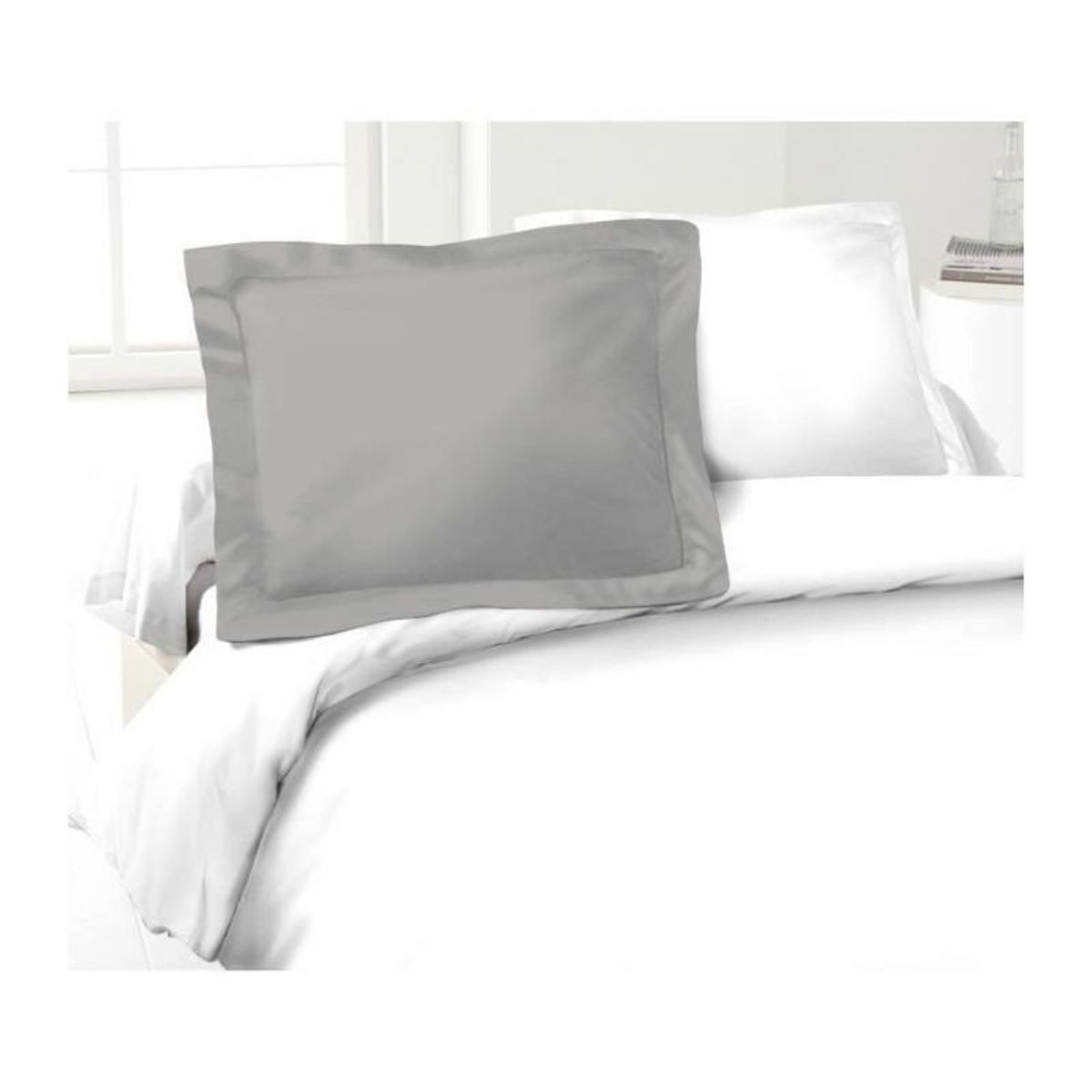 LOVELY HOME LOVELY HOME Lot de 2 Taies dOreillers 100% coton 50x70 cm - Gris clair