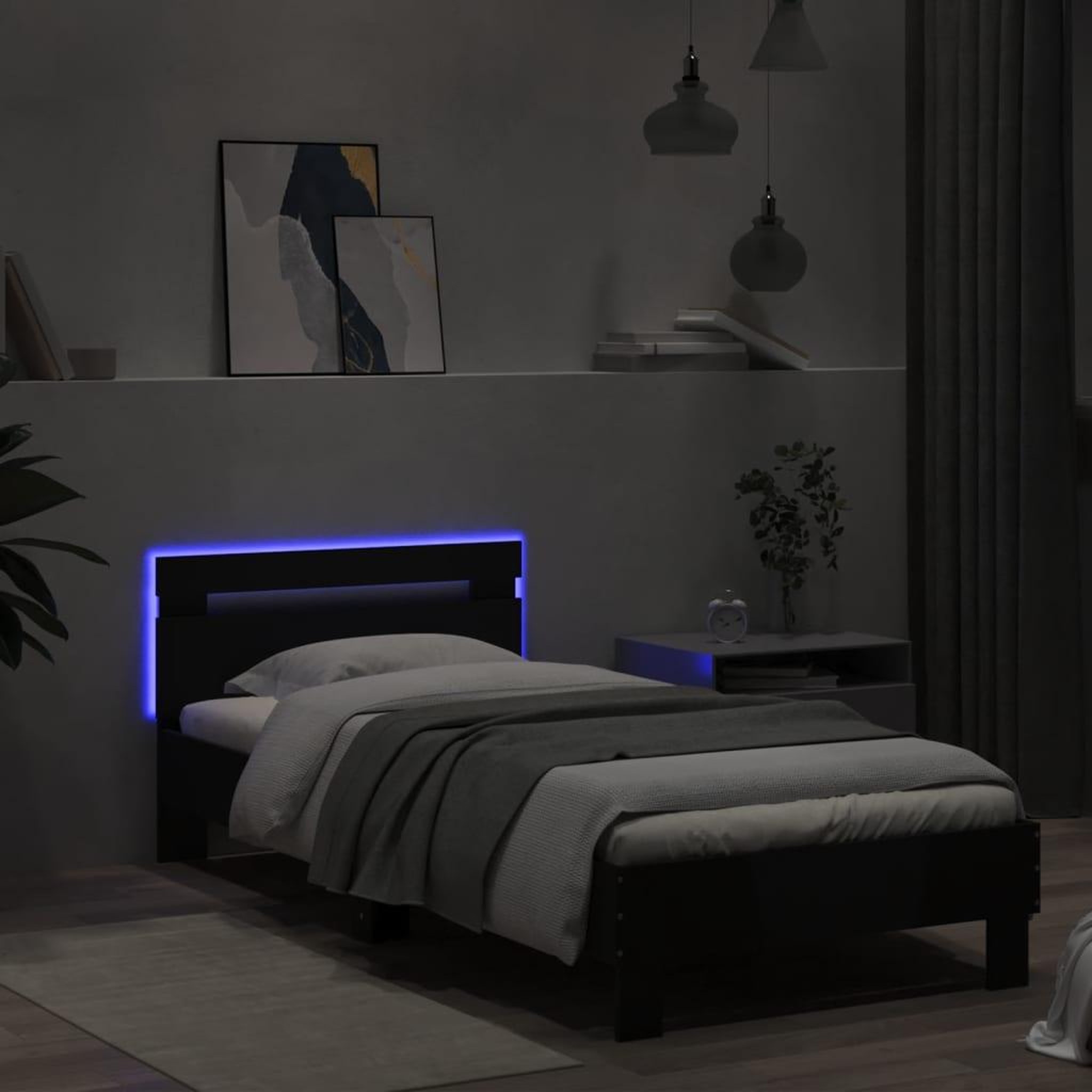 Voir la diapositive 4 : VIDAXL Cadre de lit sans matelas avec lumieres LED noir 75x190 cm