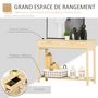 Voir la diapositive 5 : HOMCOM Console table d'appoint dim. 100L x 30l x 76H cm 2 tiroirs façades cannage en rotin étagère MDF aspect bois clair