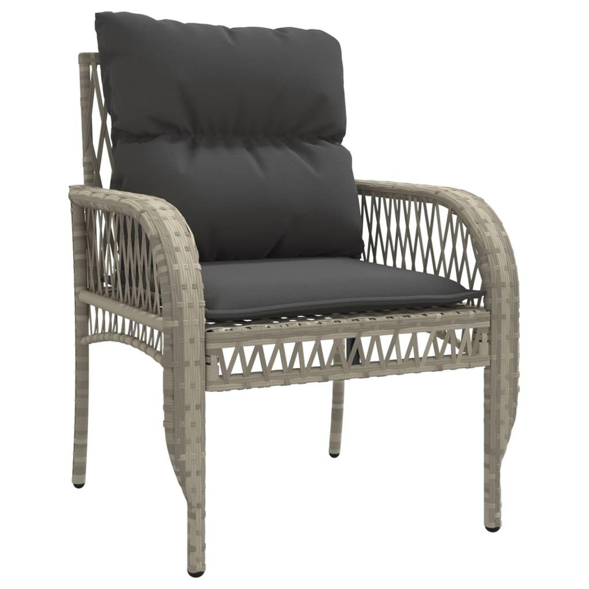 Voir la diapositive 5 : VIDAXL Salon de jardin 4 pcs avec coussins gris clair resine tressee