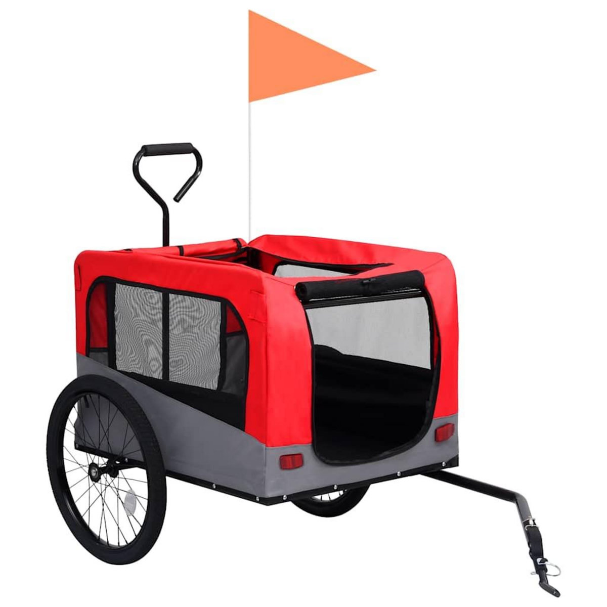 VIDAXL Remorque de velo pour chiens et poussette 2-en-1 rouge et gris