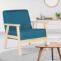 Voir la diapositive 2 : ID MARKET Fauteuil scandinave ANDERS en tissu bleu canard